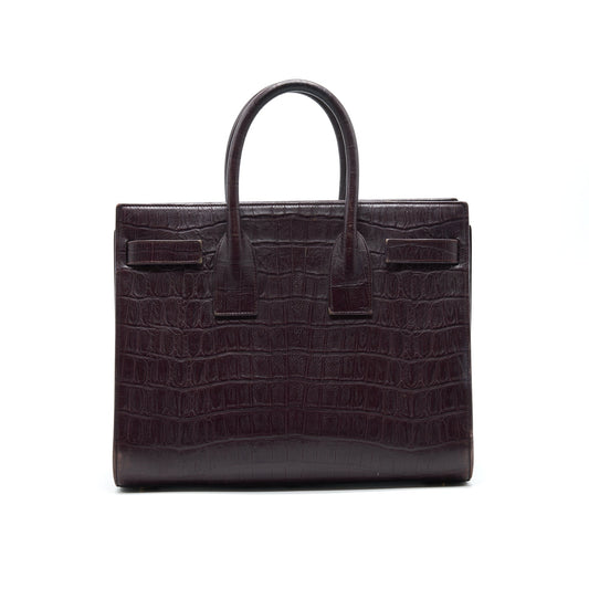SAINT LAURENT/ CLASSIC CROCODILE EMBOSSED BURGUNDY