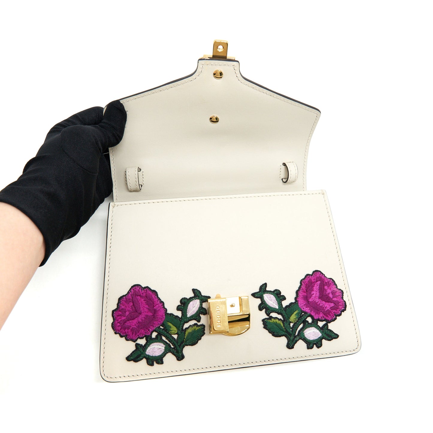 Gucci Sylvie Embroidered Mini Purse White
