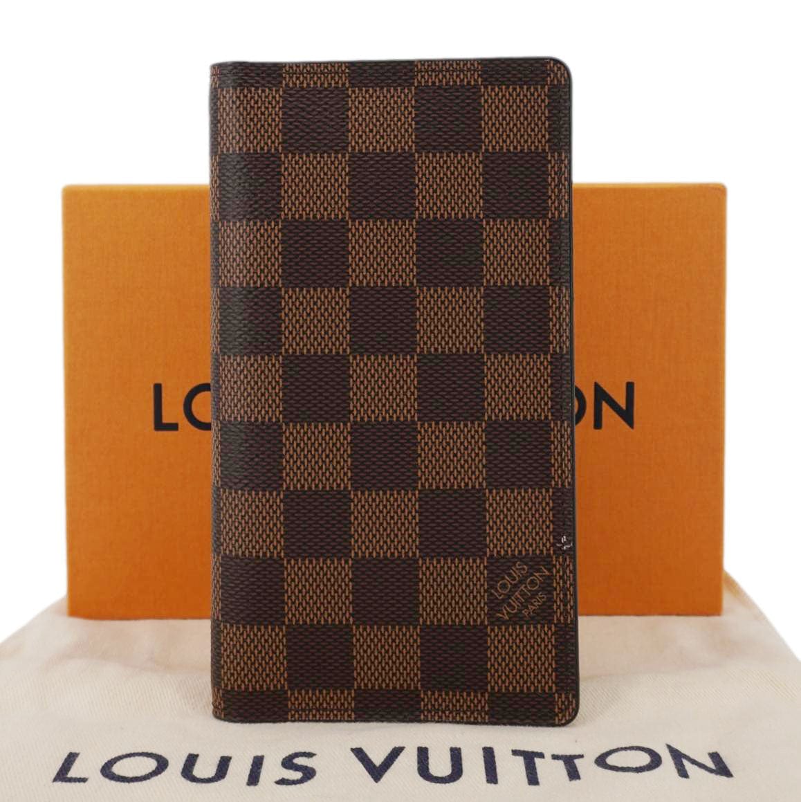 LOUIS VUITTON Simple Checkbook Cover Damier Ebene Wallet Brown