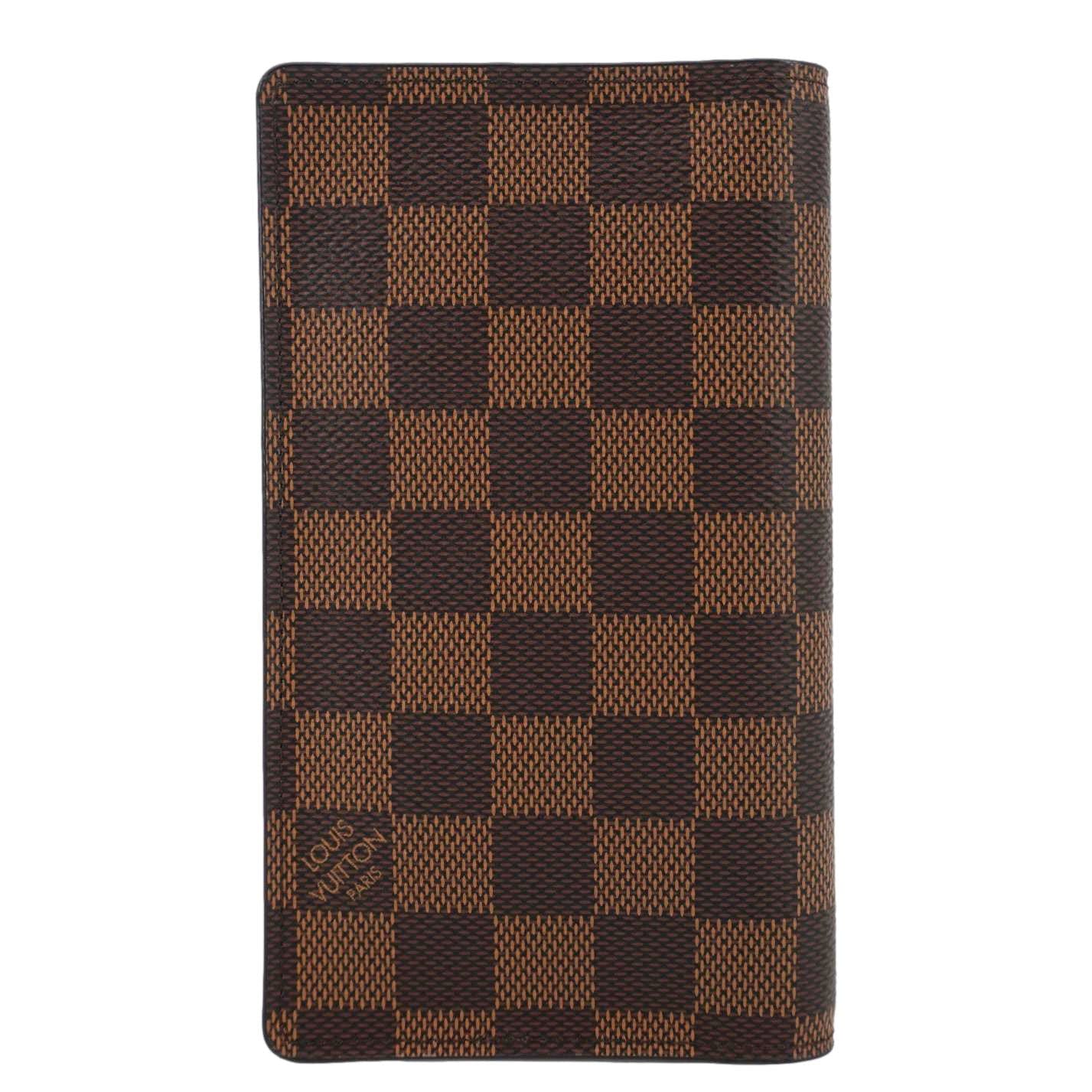 LOUIS VUITTON Simple Checkbook Cover Damier Ebene Wallet Brown