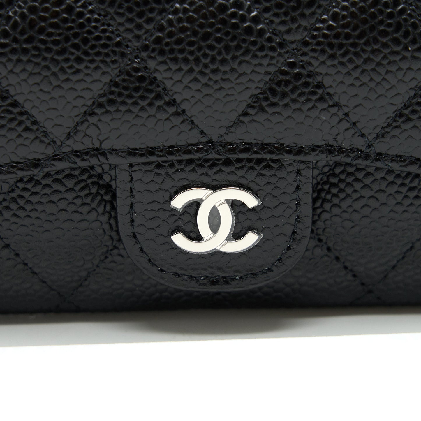 CHANEL Classic Card Holder Grained Calfskin SHW Black