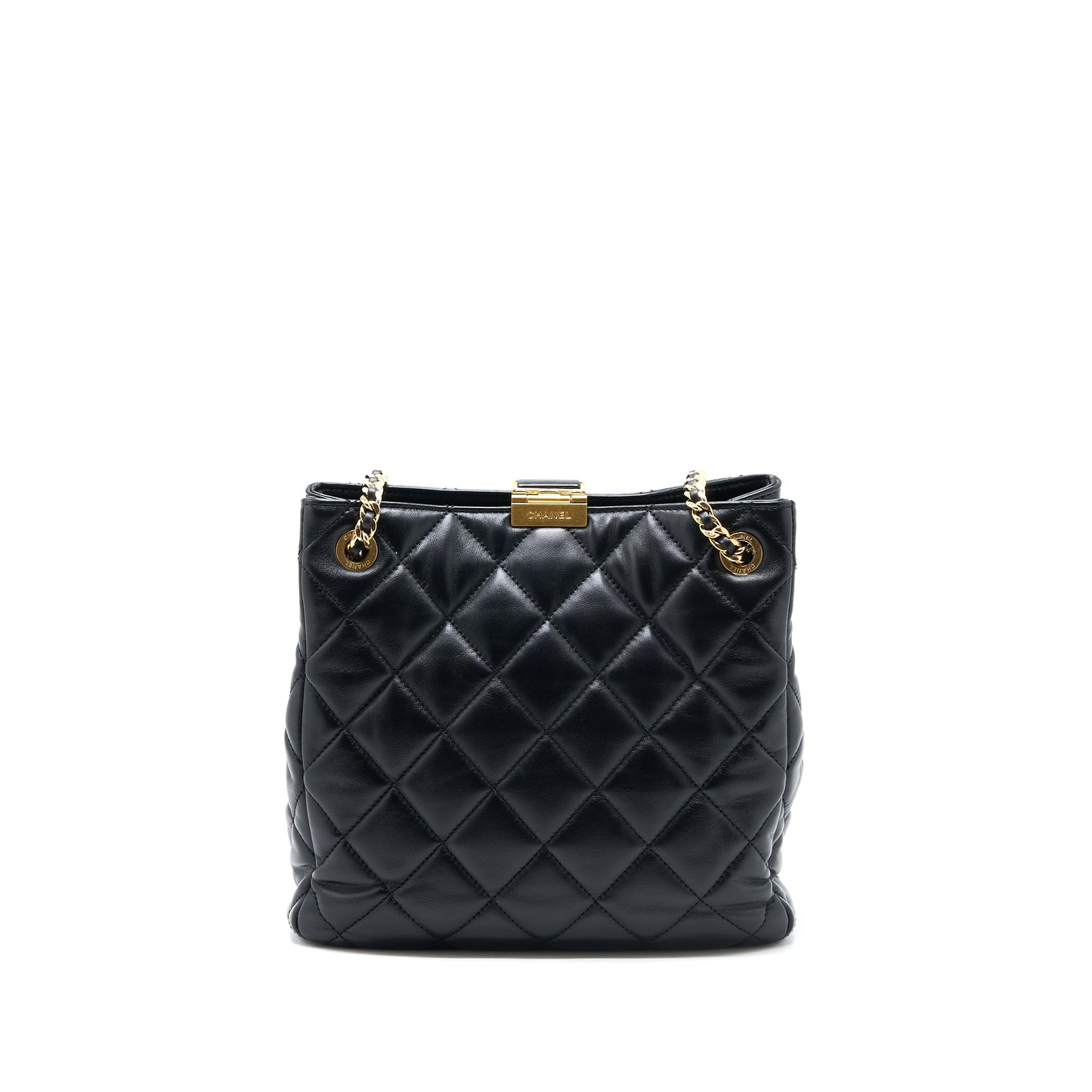 Chanel Seasonal Tote Bag Lambskin Black Brushed GHW(Microchip)