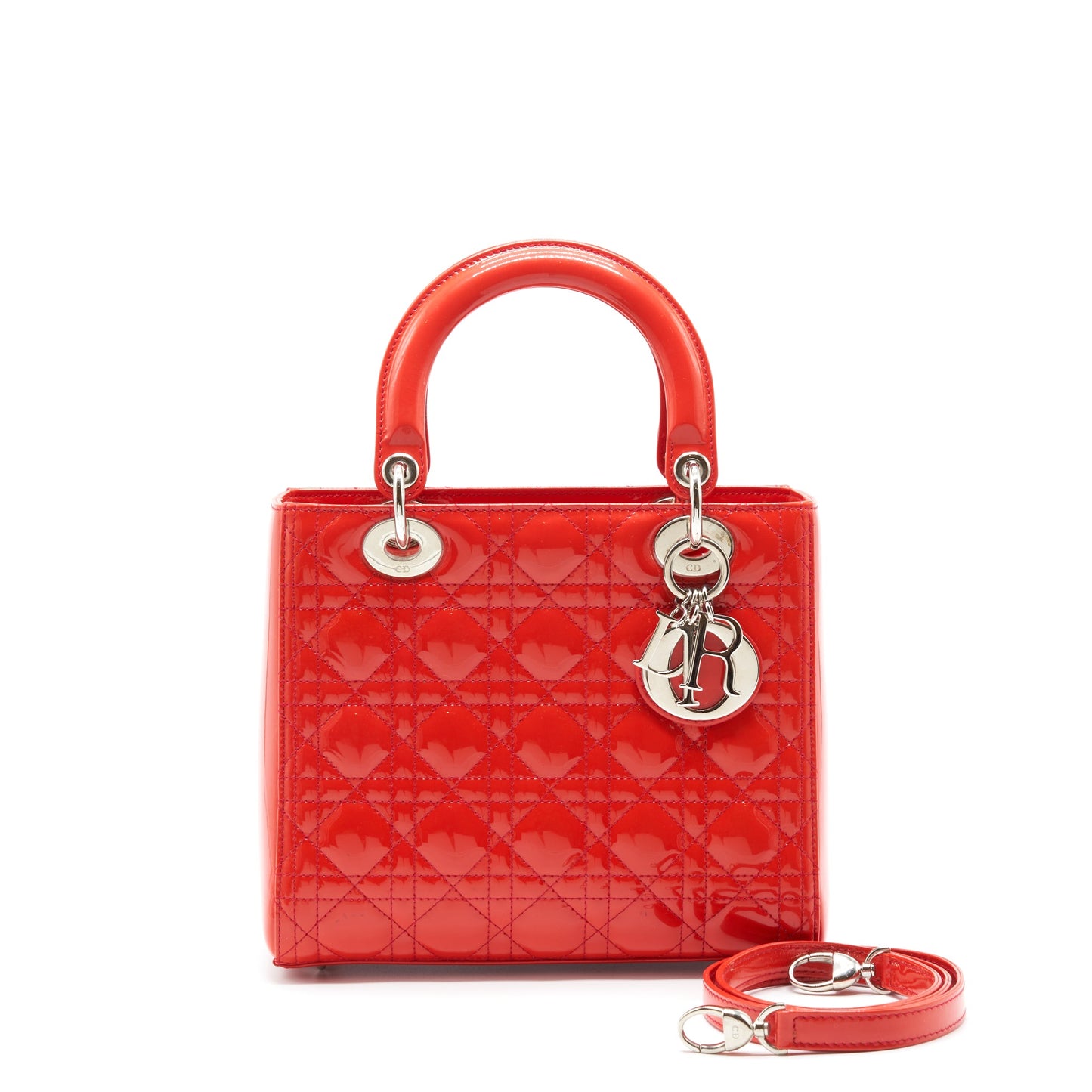 Dior Medium Lady Dior Patent Red