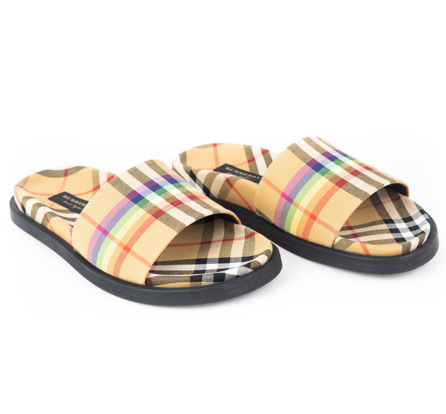 Burberry Rainbow Check Slide Sandals