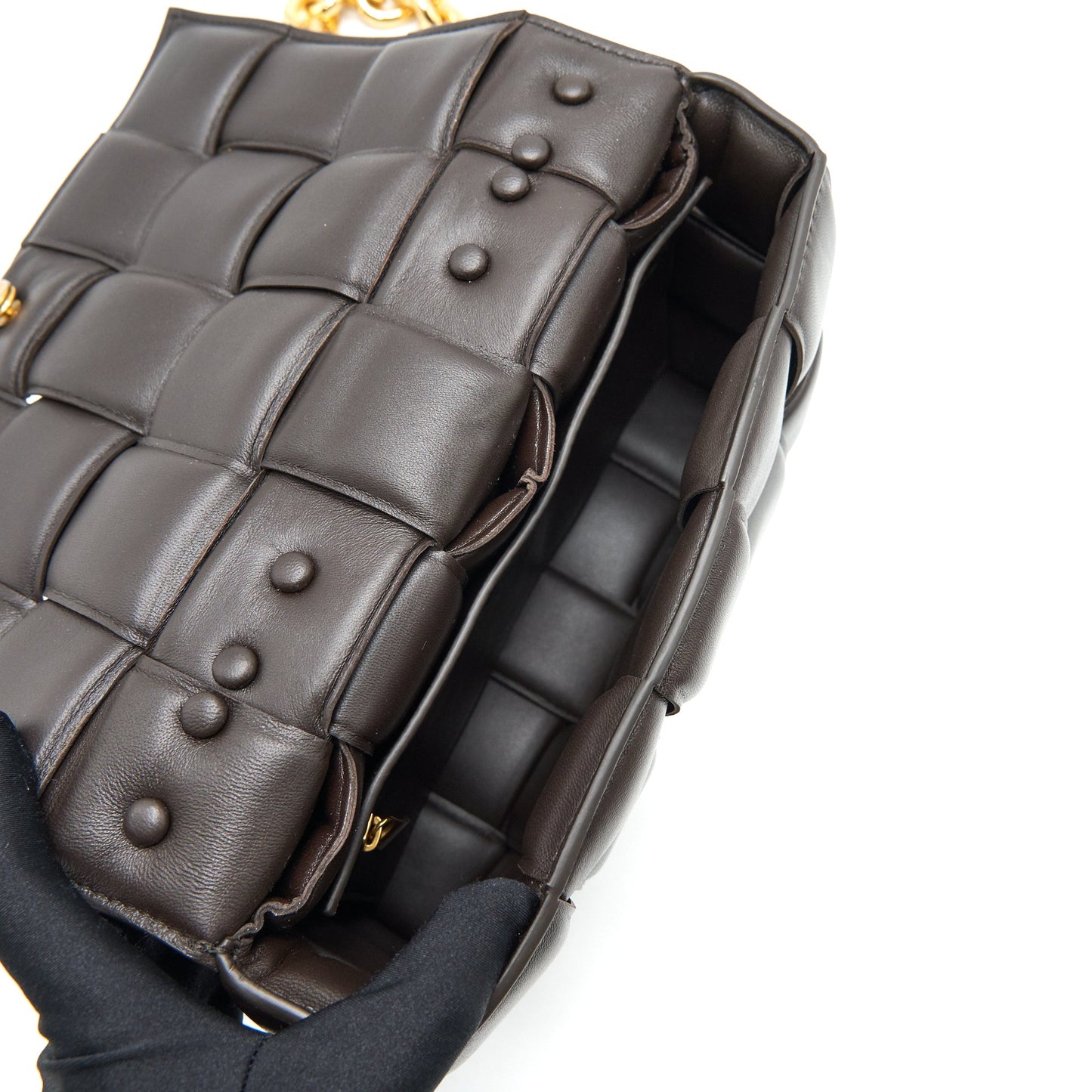 Bottega Veneta Cassette Bag with Chain Brown GHW