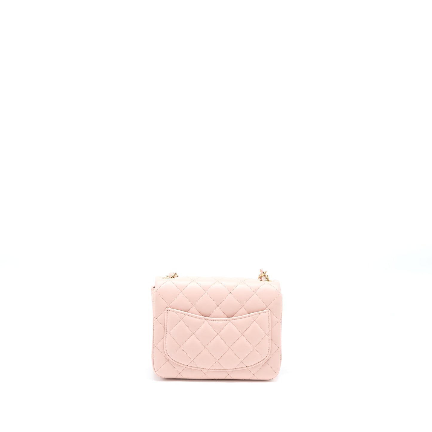 Chanel Mini Square Flap bag Lambskin Light Pink LGHW (Microchip)