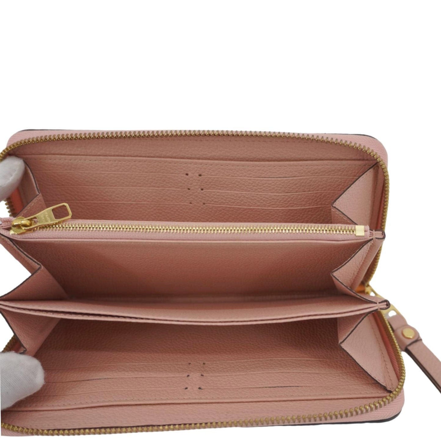 LOUIS VUITTON Monogram Empreinte Leather Zippy Wallet Rose Pink