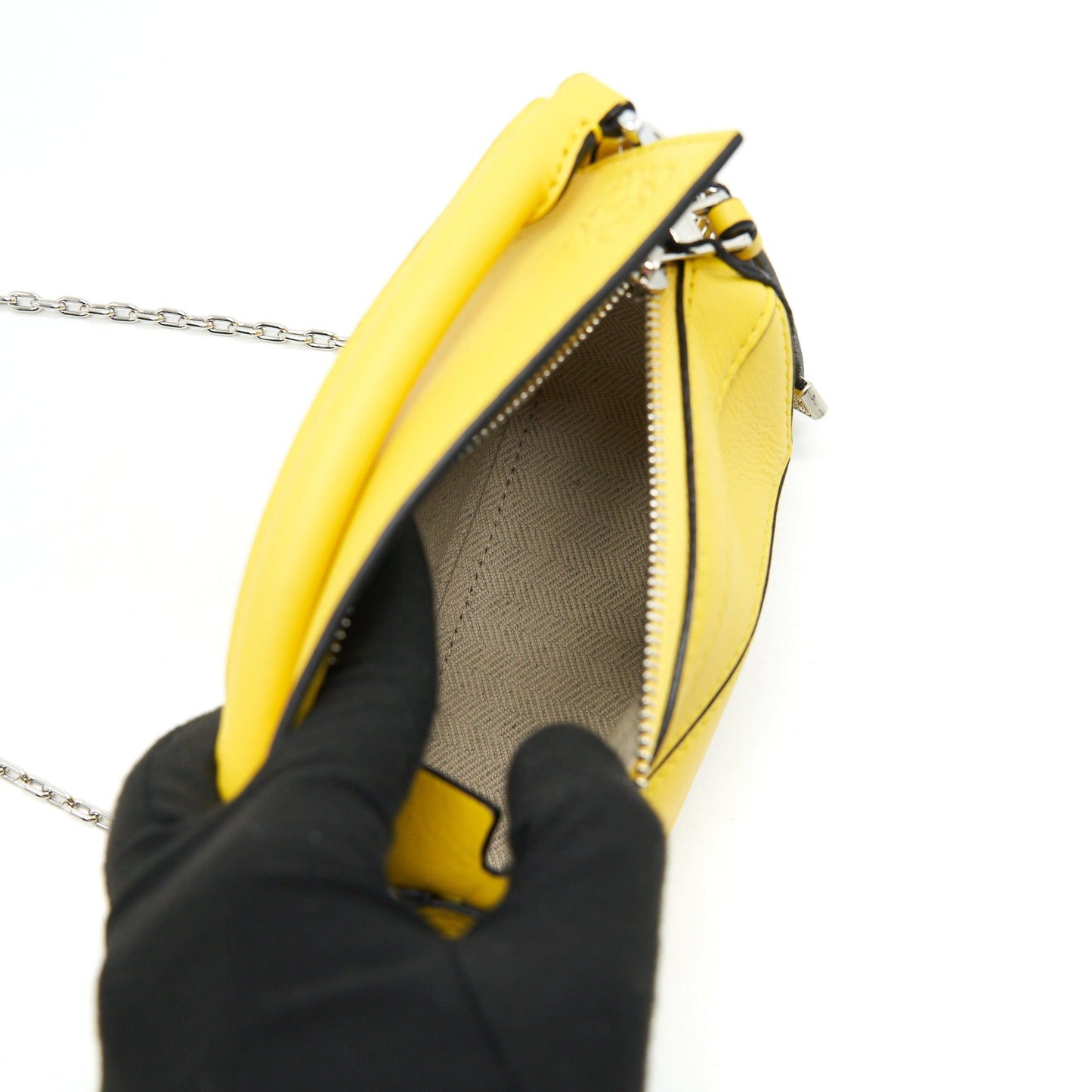 Loewe Nano Puzzle Bag in Classic Calfskin Yellow SHW