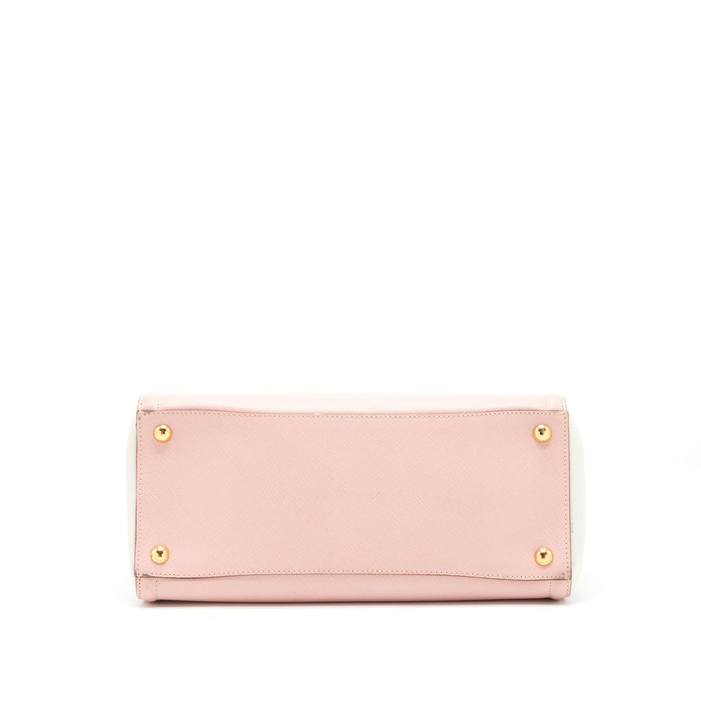 Prada Top Handle Saffiano tote Purse Calfskin Pink/ White
