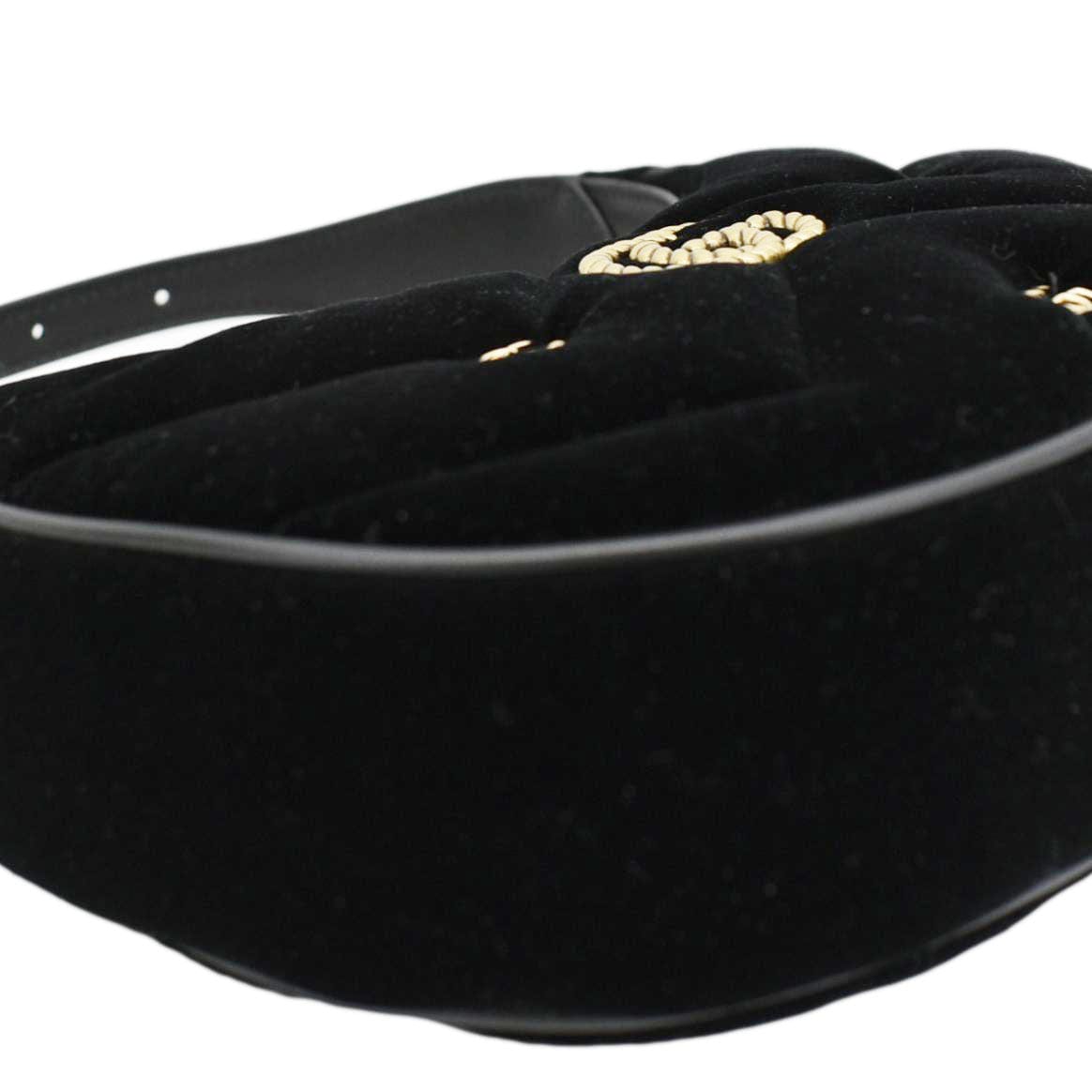 GUCCI GG Marmont Half Moon Mini Leather Shoulder Bag Black 770983