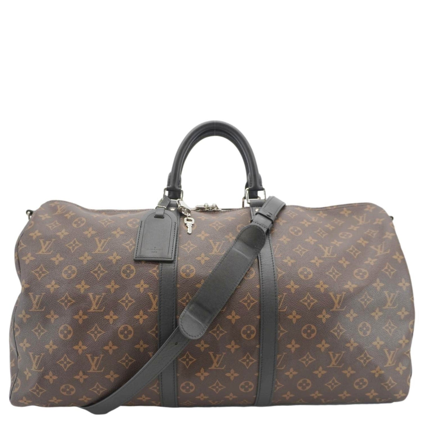 LOUIS VUITTON Keepall Bandouliere 55 Monogram Canvas Travel Bag Brown