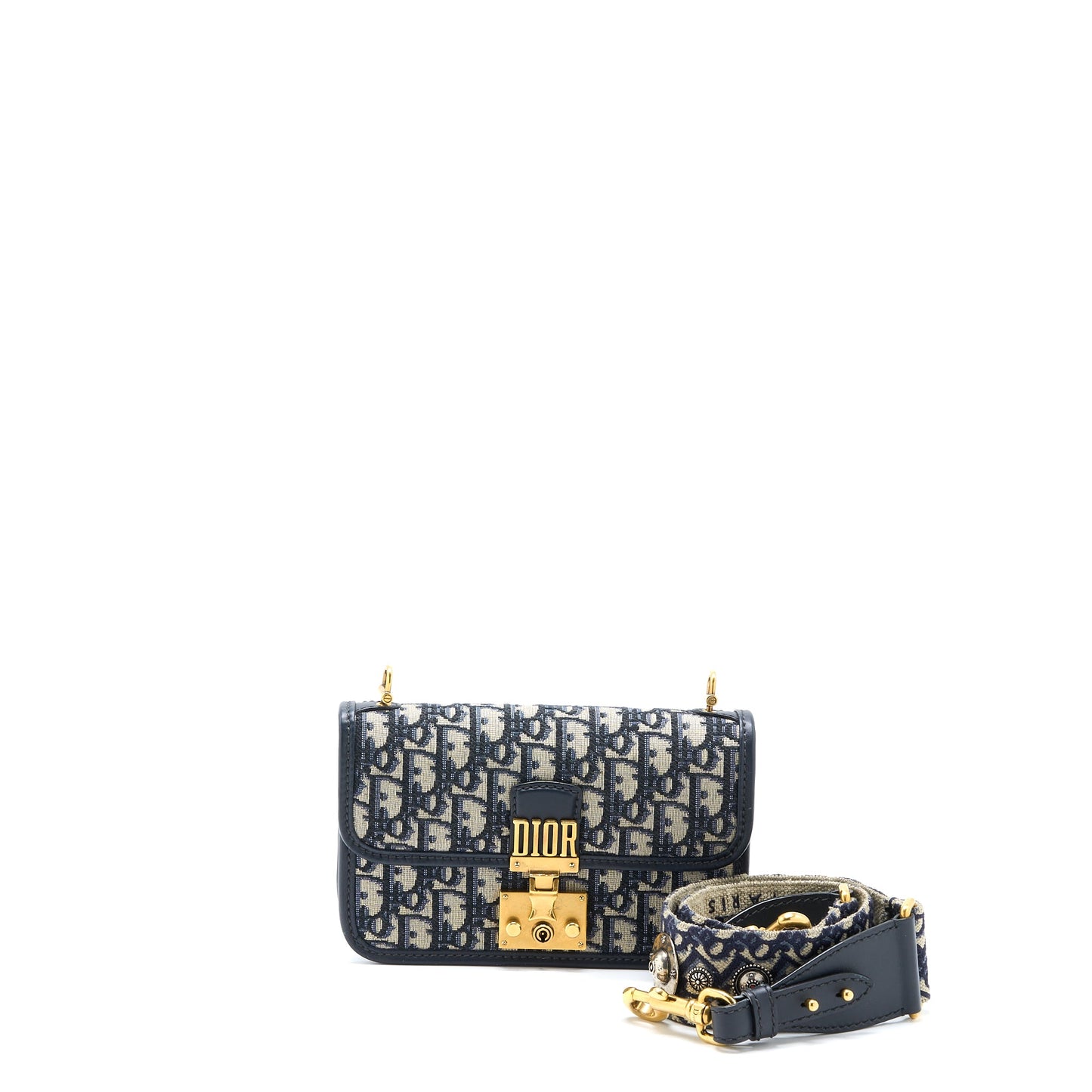 Dior Addict Flap Purse Blue Dior Oblique Jacquard