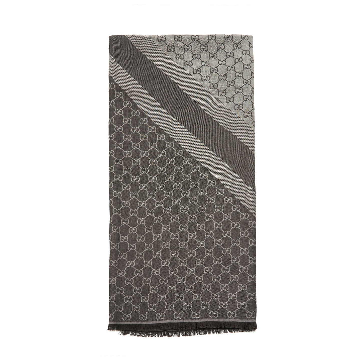 GUCCI Wool Jacquard Logo Scarf Dark Brown 140x140cm