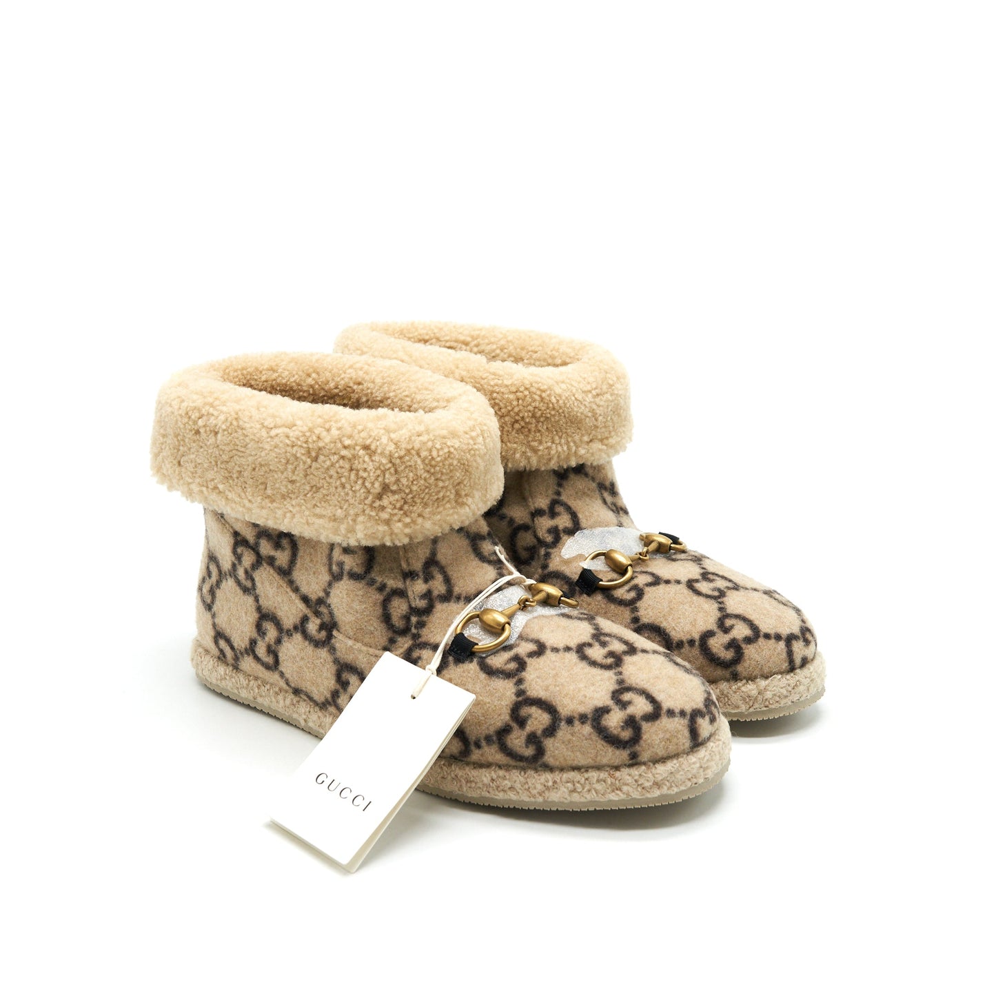 GUCCI Size 39 Wool Ankle Boots Beige
