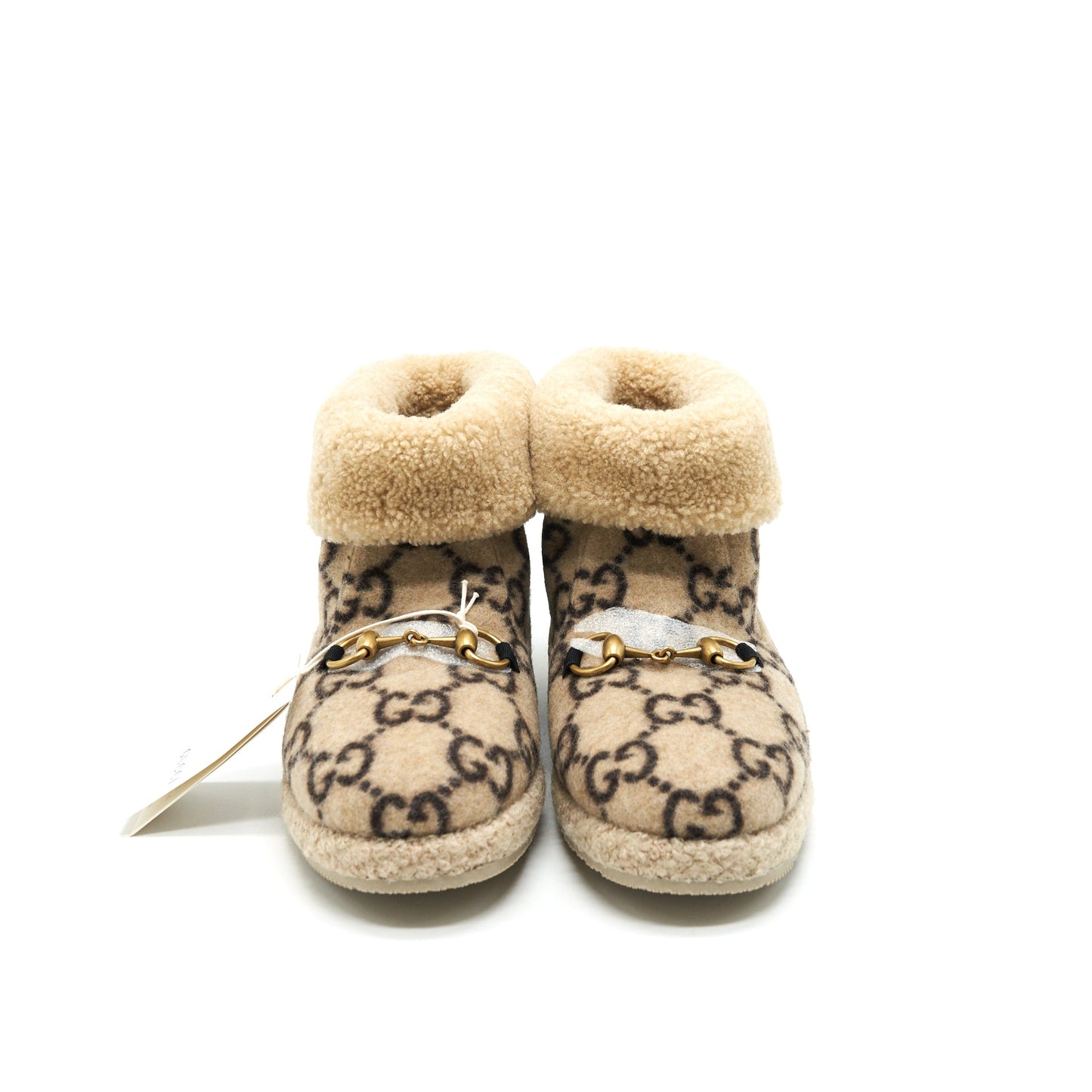 GUCCI Size 39 Wool Ankle Boots Beige