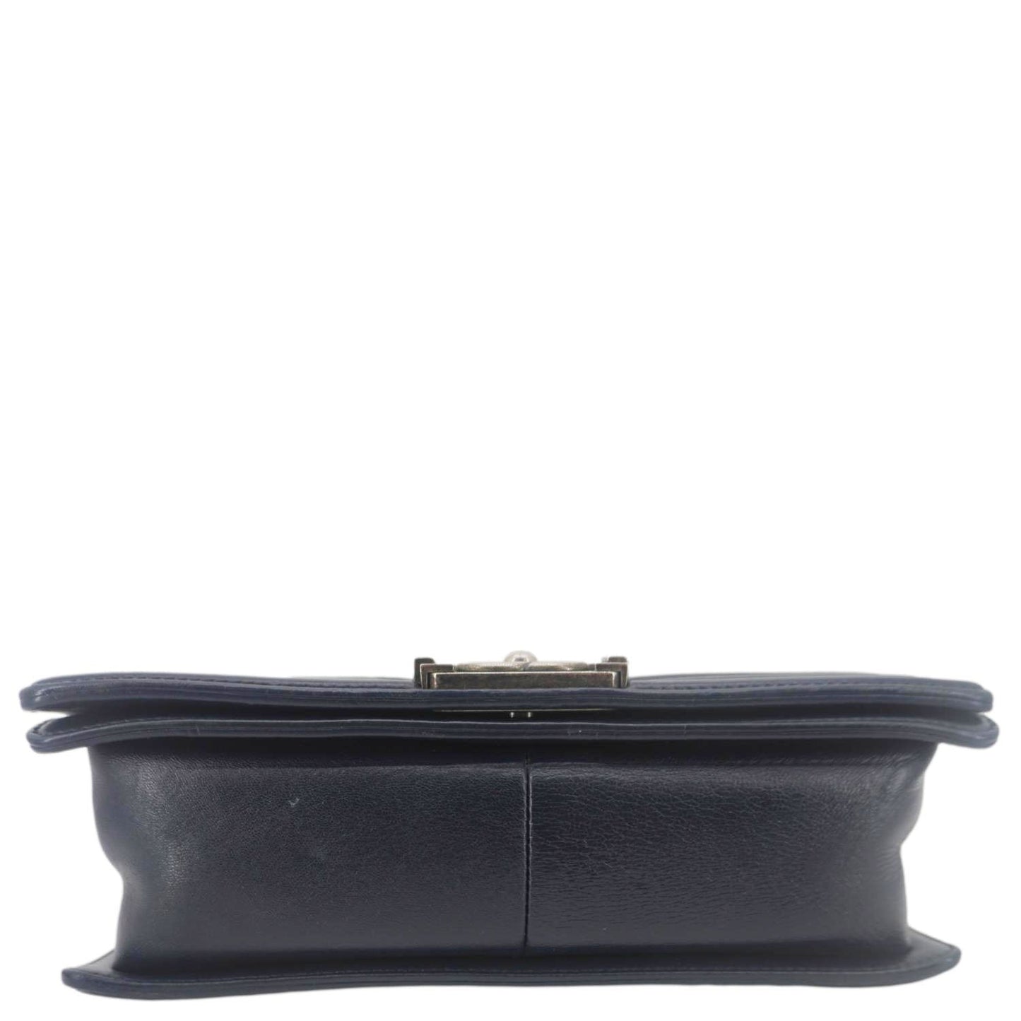 CHANEL Boy Flap Medium Quilted Lambskin Leather Crossbody Bag Navy Blue