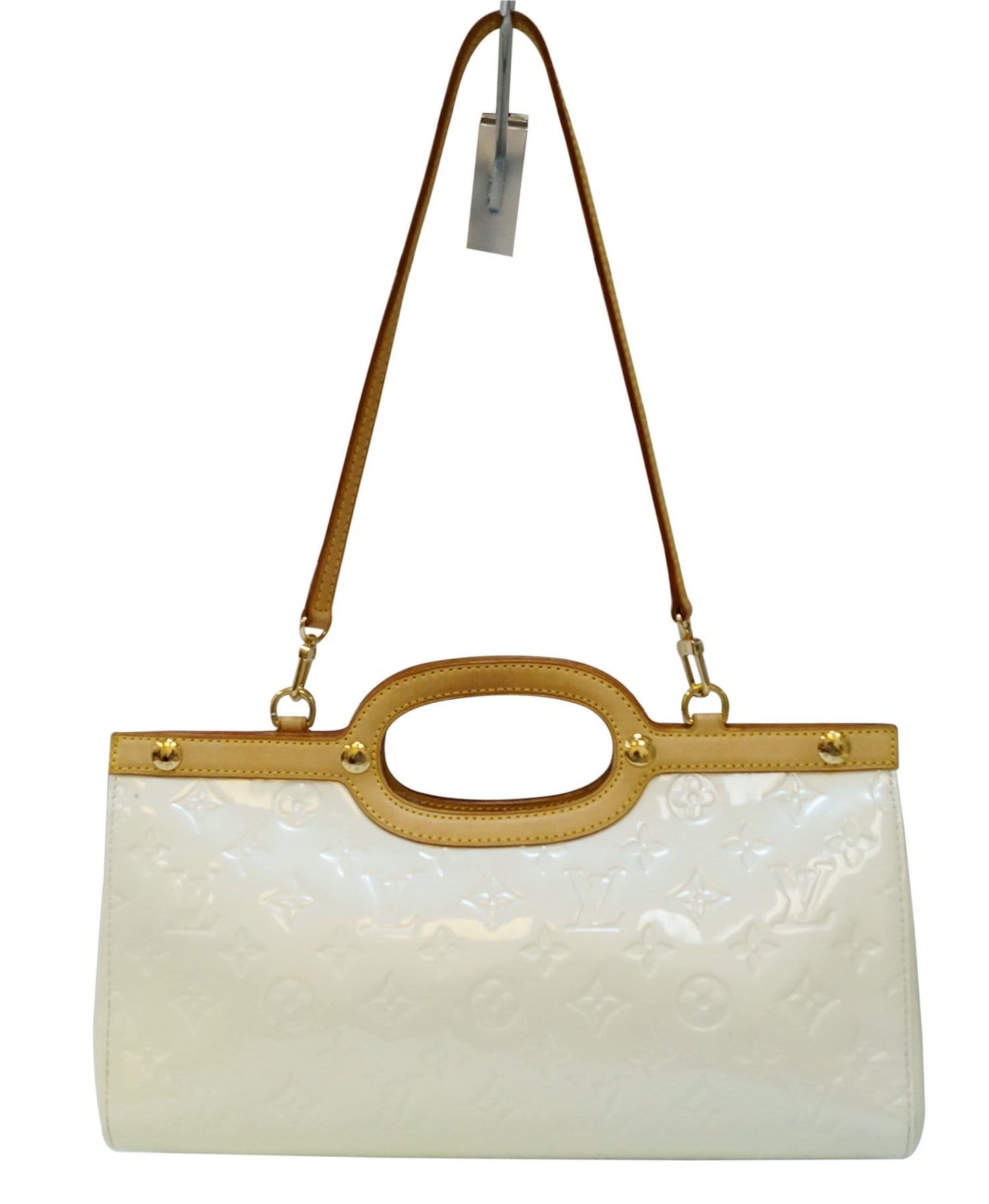 LOUIS VUITTON Cream Vernis Leather Roxbury Drive Shoulder Bag