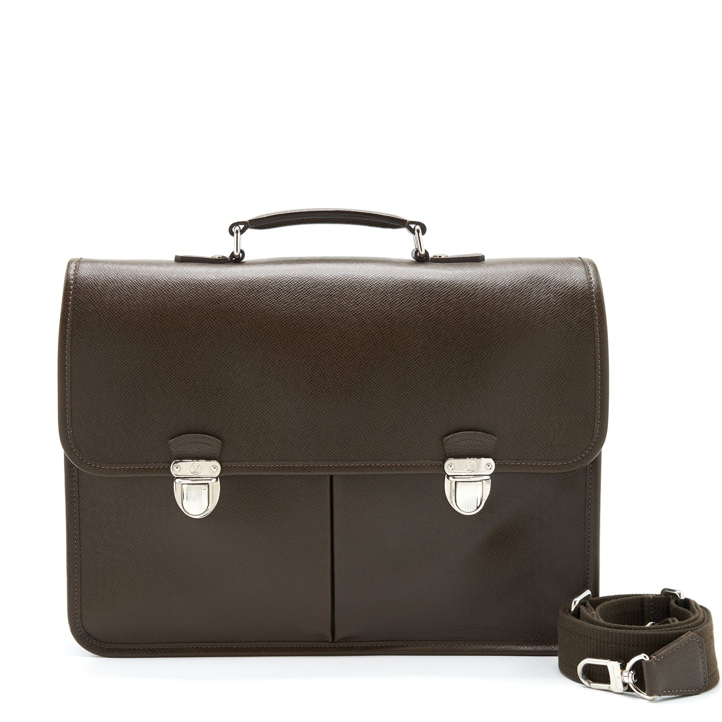 Louis Vuitton Menâs Large Briefcase With Shoulder Strap Dark Brown