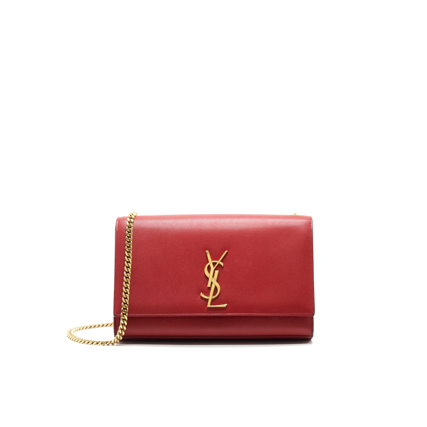 Saint Laurent / Grained Calfskin Medium Kate Purse Red