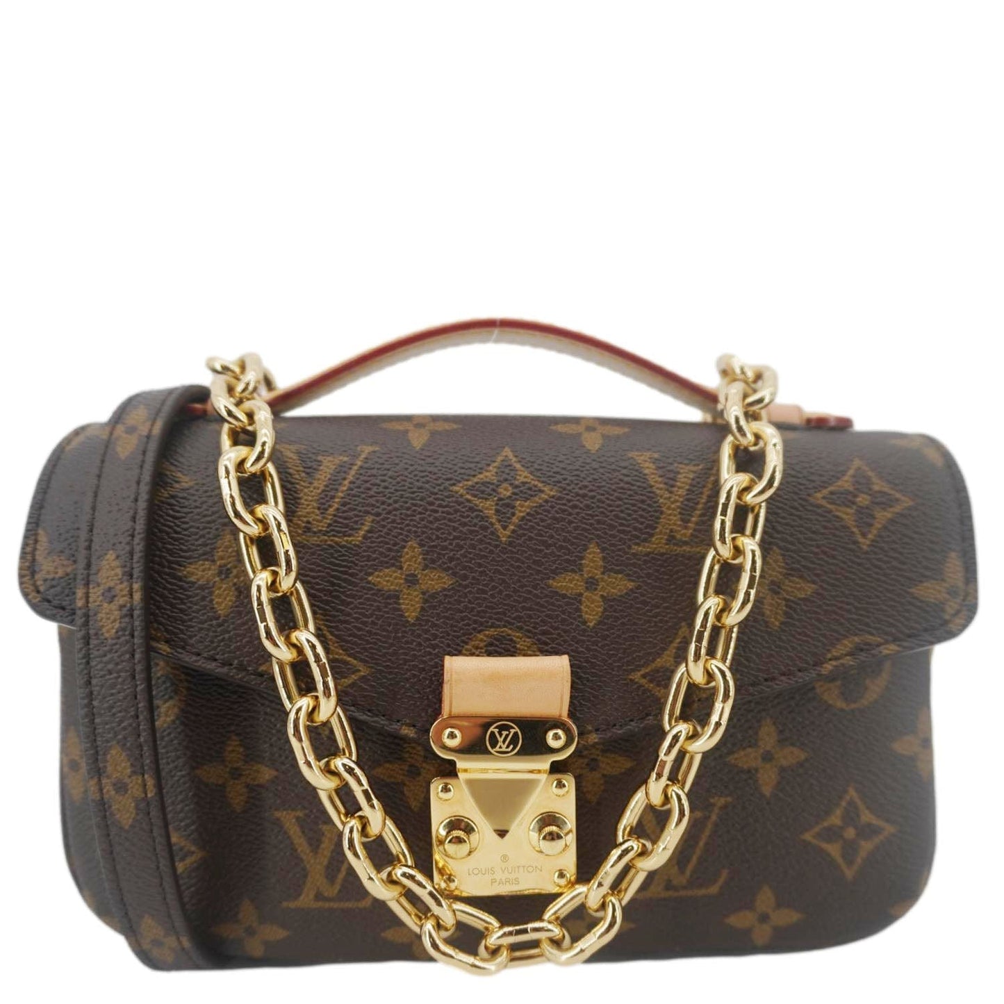 LOUIS VUITTON Metis East West Pochette Monogram Canvas Chain Shoulder Bag Brown
