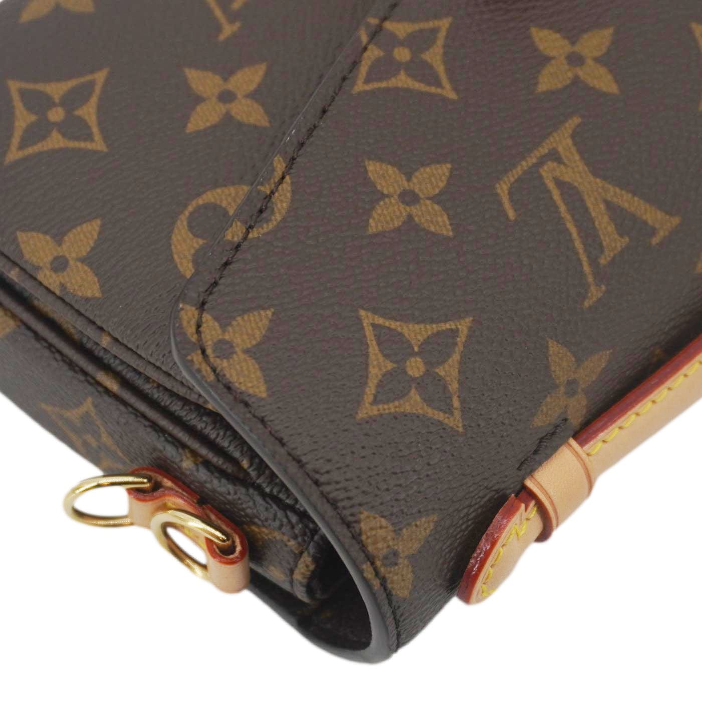 LOUIS VUITTON Metis East West Pochette Monogram Canvas Chain Shoulder Bag Brown