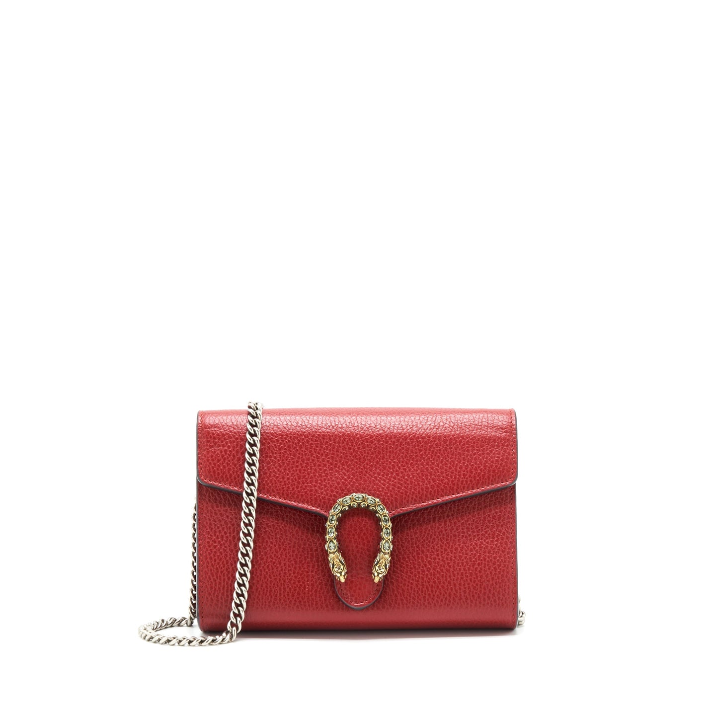 Gucci Dionysus leather mini chain Red Purse Gold and silver hardware