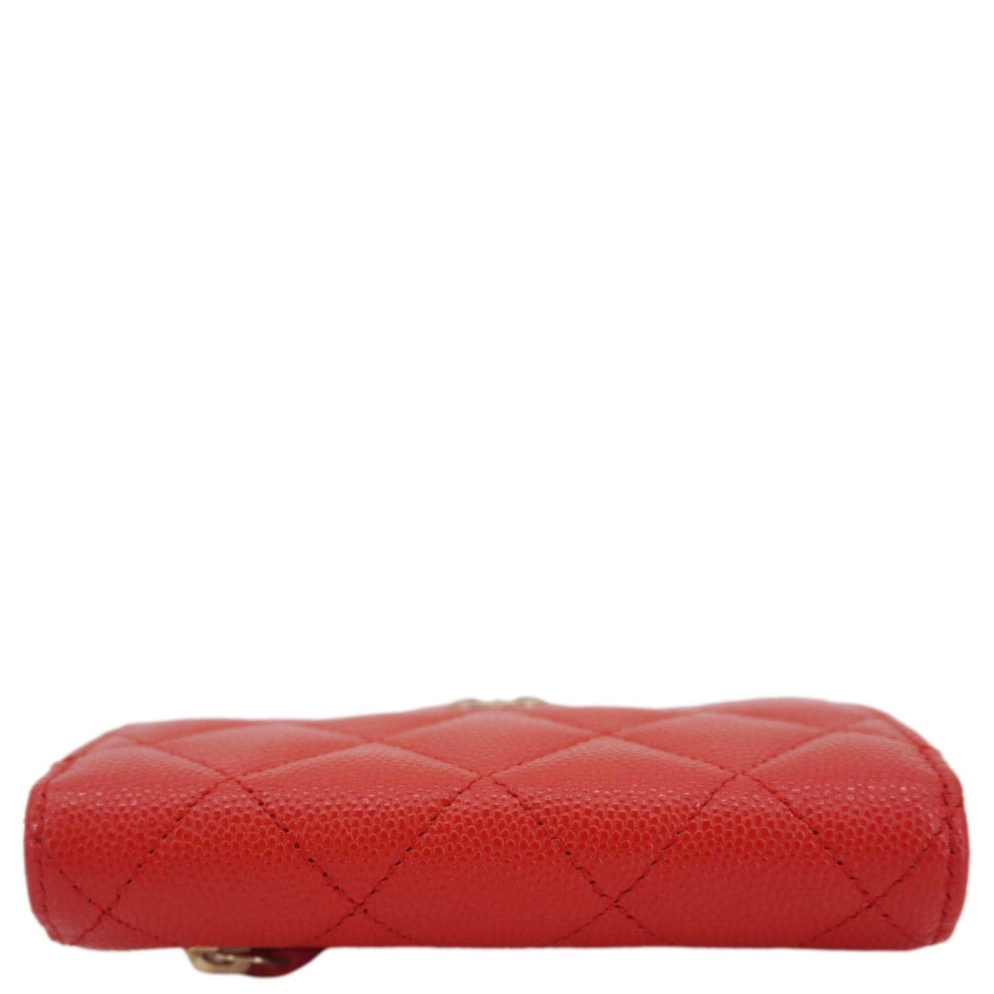 CHANEL Chevron Caviar Leather Compact Wallet Red