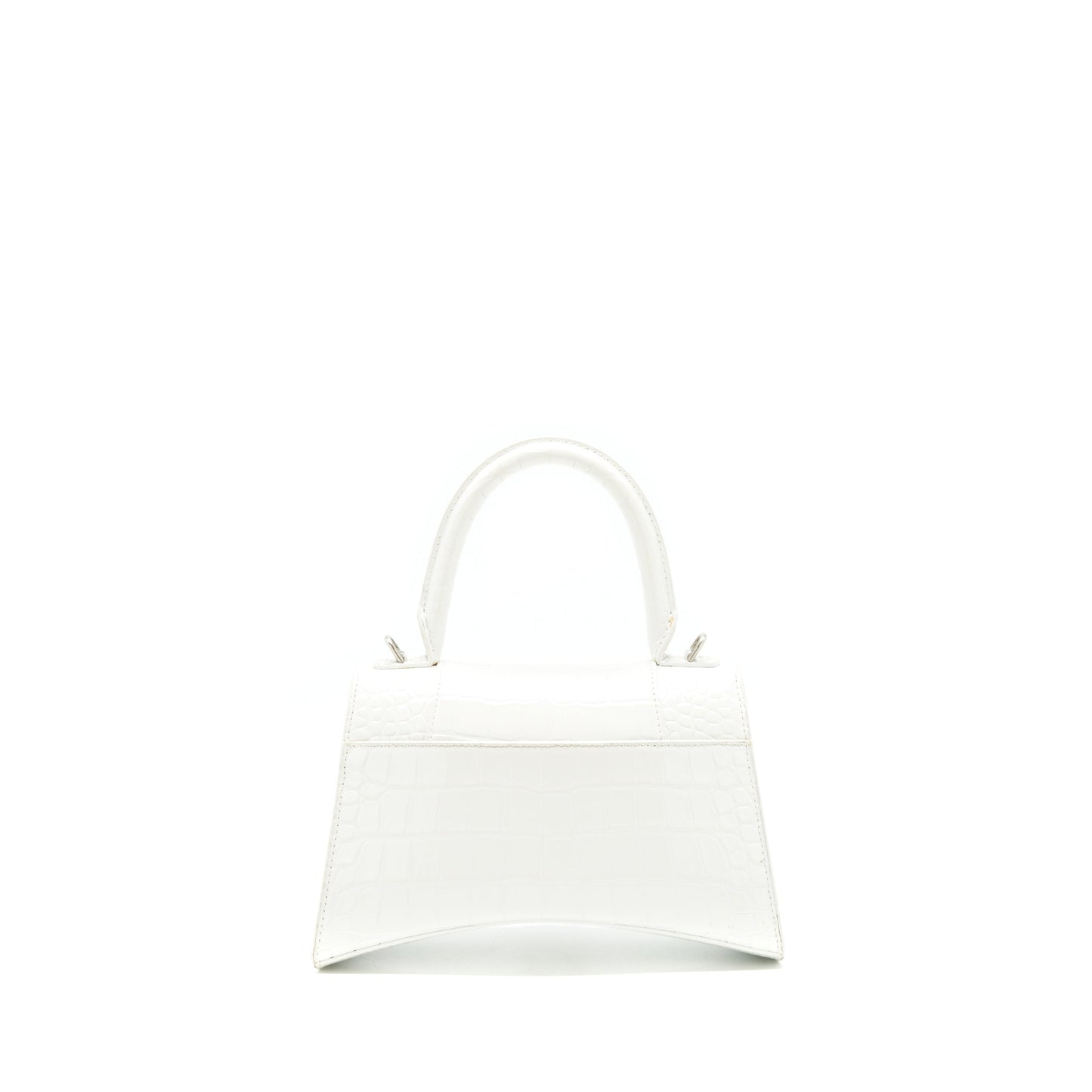 Balenciaga Hourglass S Crocodile-Embossed Calfskin White