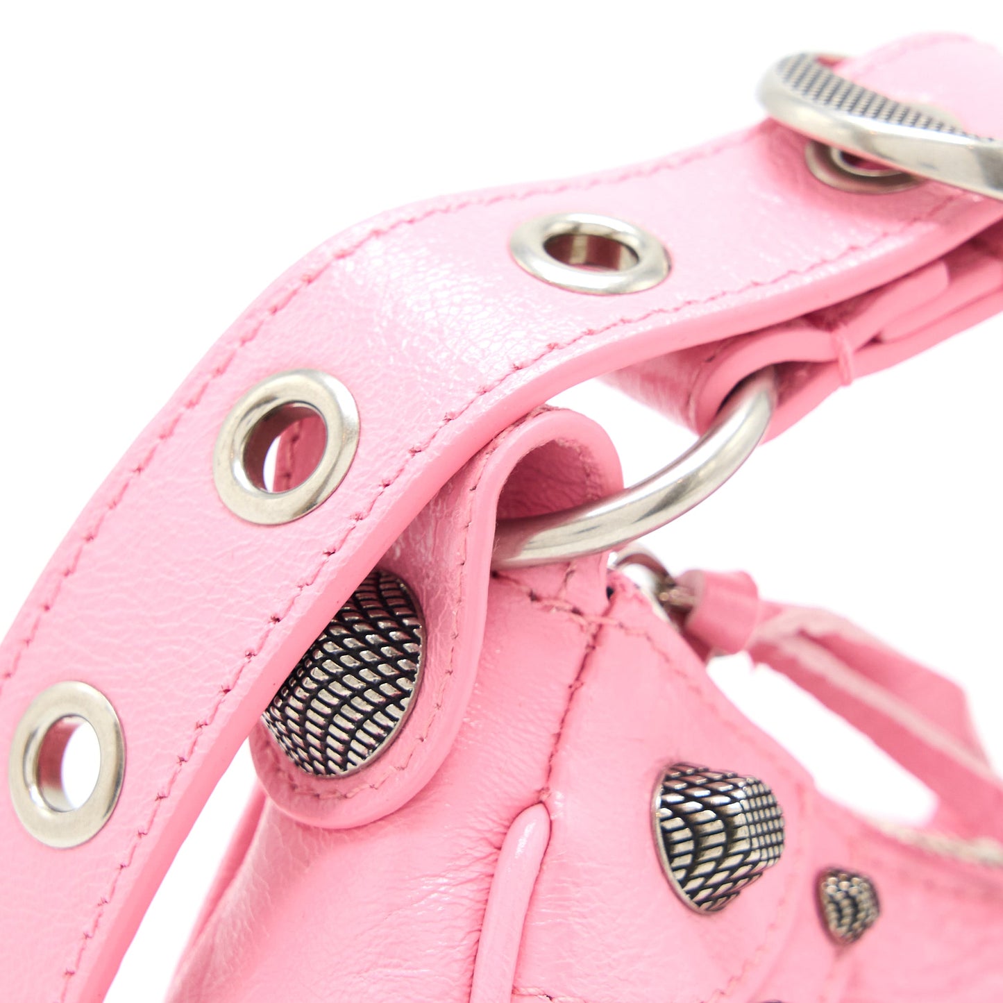 Balenciaga Le Cagole Mini Purse Calfskin Pink Aged-Silver Hardware