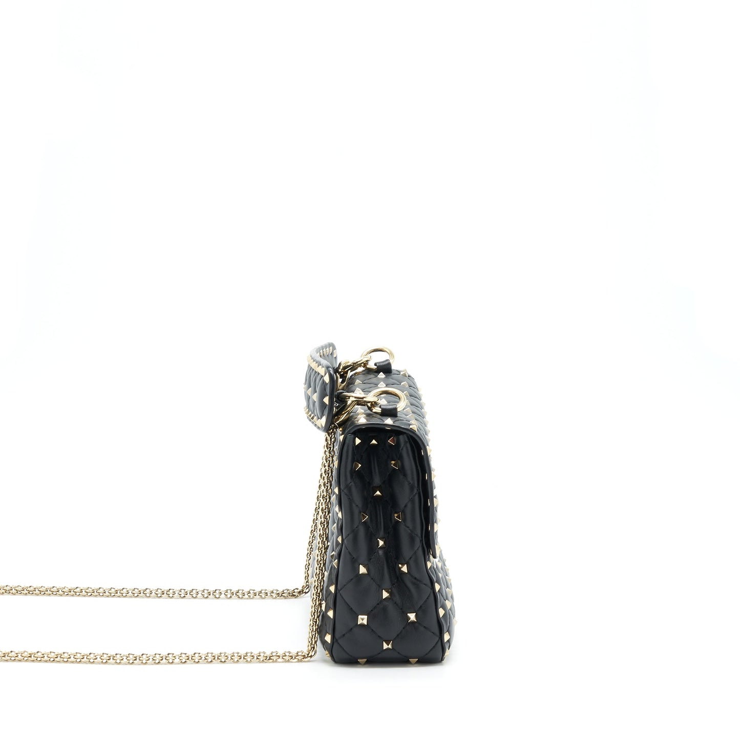 Valentino Garavani Medium Rockstud Spike Shoulder Black Letter Print