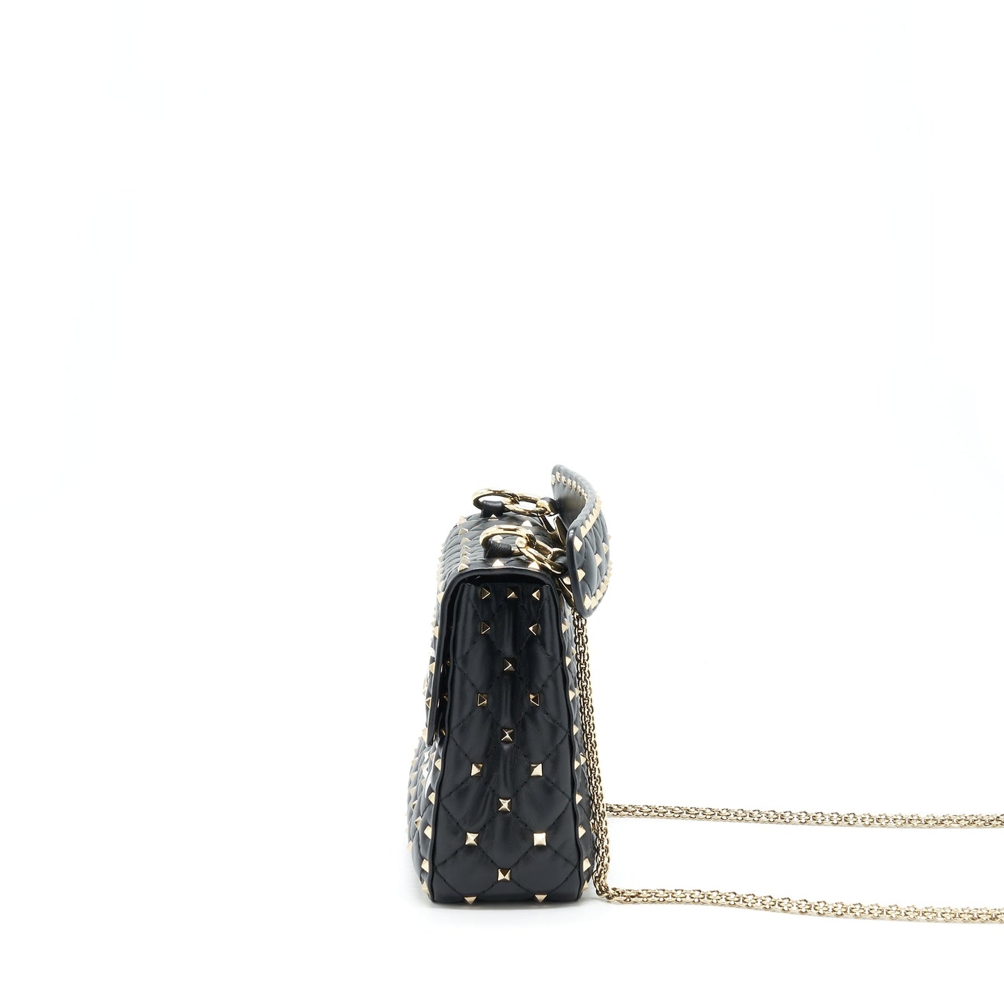 Valentino Garavani Medium Rockstud Spike Shoulder Black Letter Print
