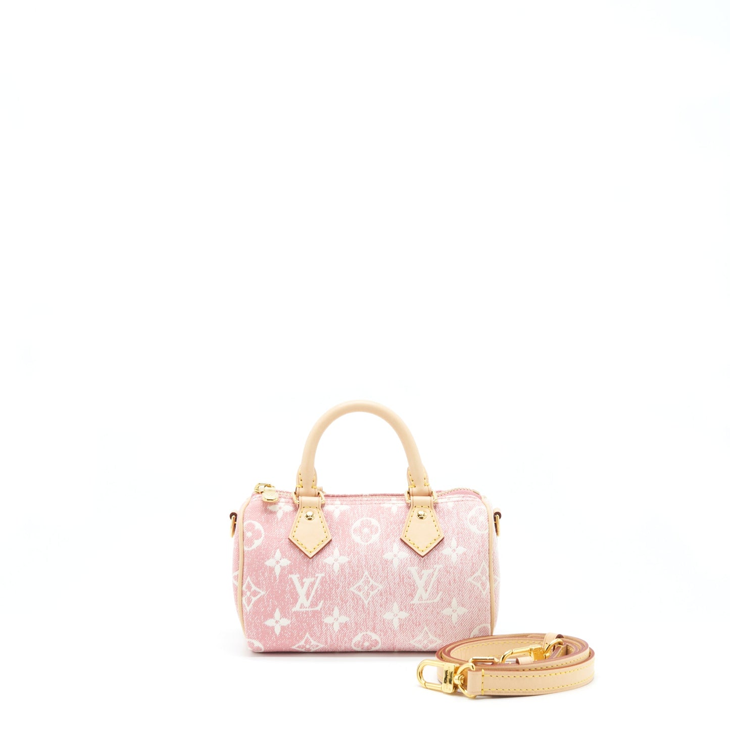 Louis Vuitton Nano Speedy Monogram Jacquard Denim Pink