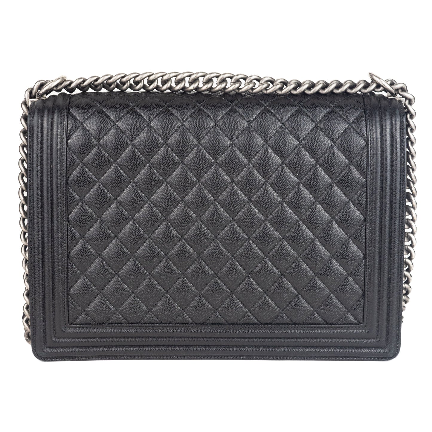 Chanel Large Quilted Caviar Boy Bag in Black