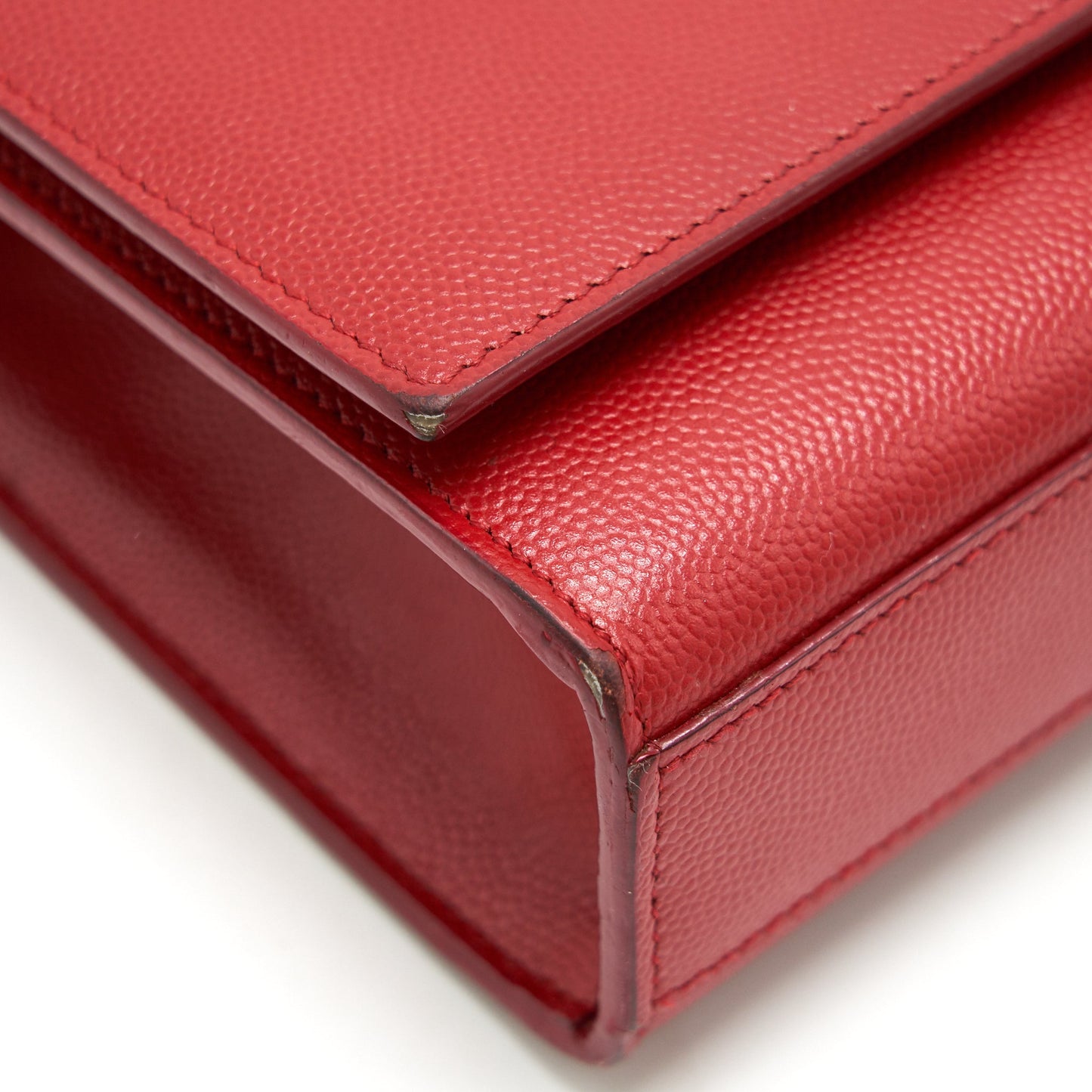 Saint Laurent / Grained Calfskin Medium Kate Purse Red