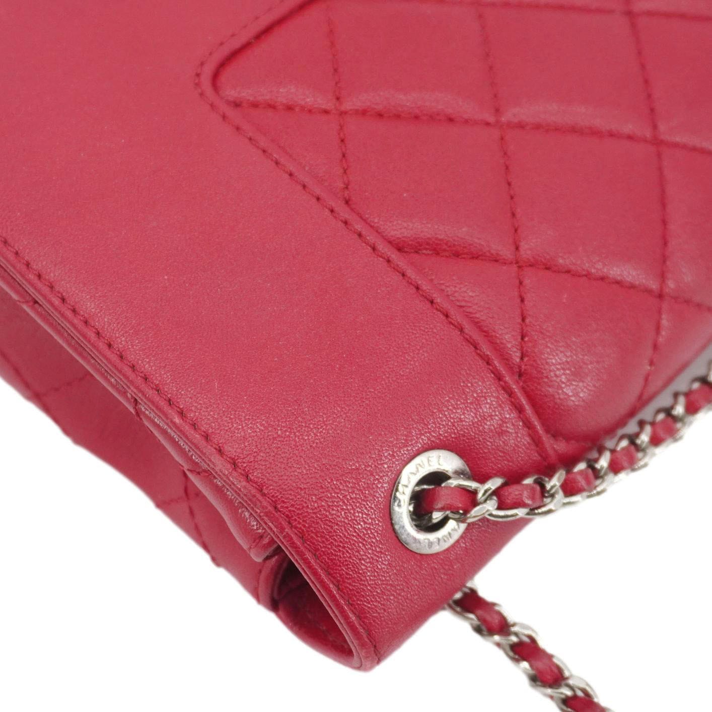 CHANEL Mademoiselle Vintage Flap Sheepskin Leather Crossbody Bag Pink