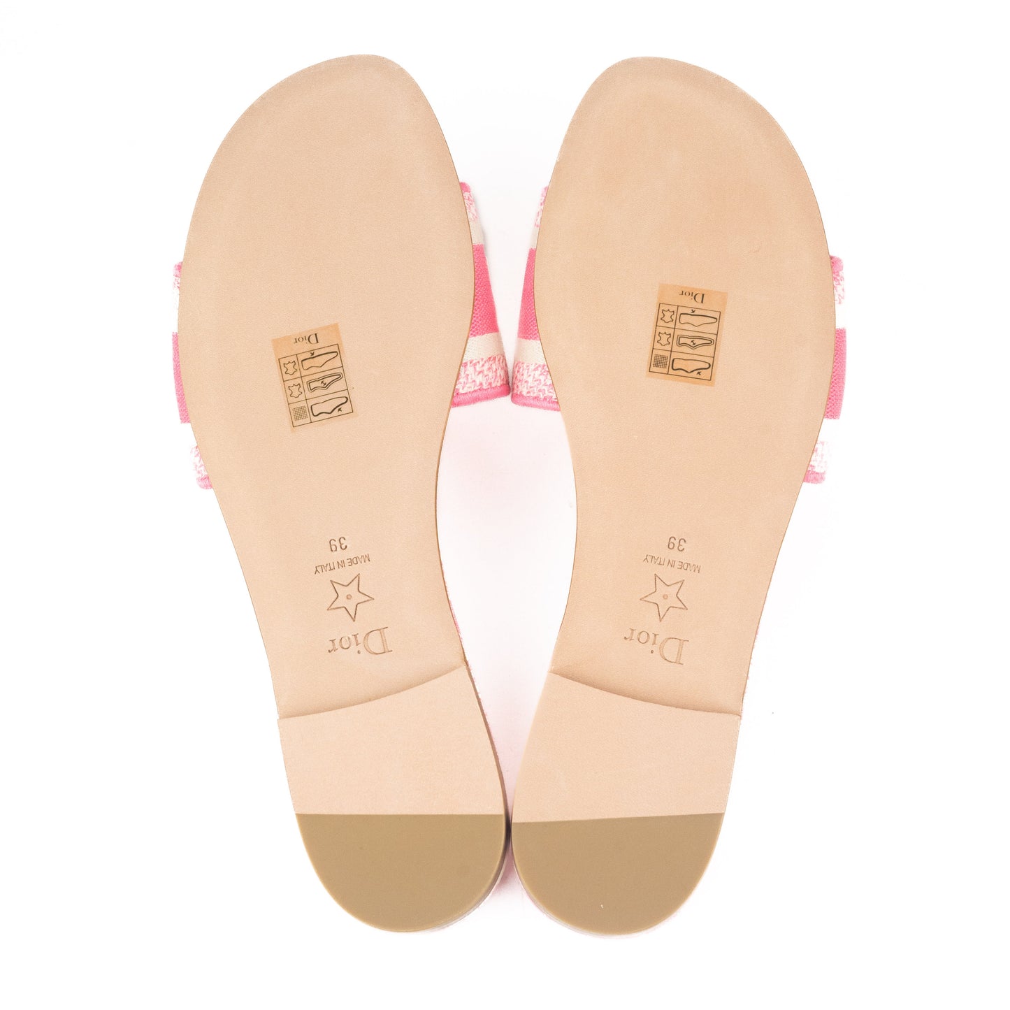 Dior Dway Slides in Peony Pink Toile de Jouy Embroidered Cotton