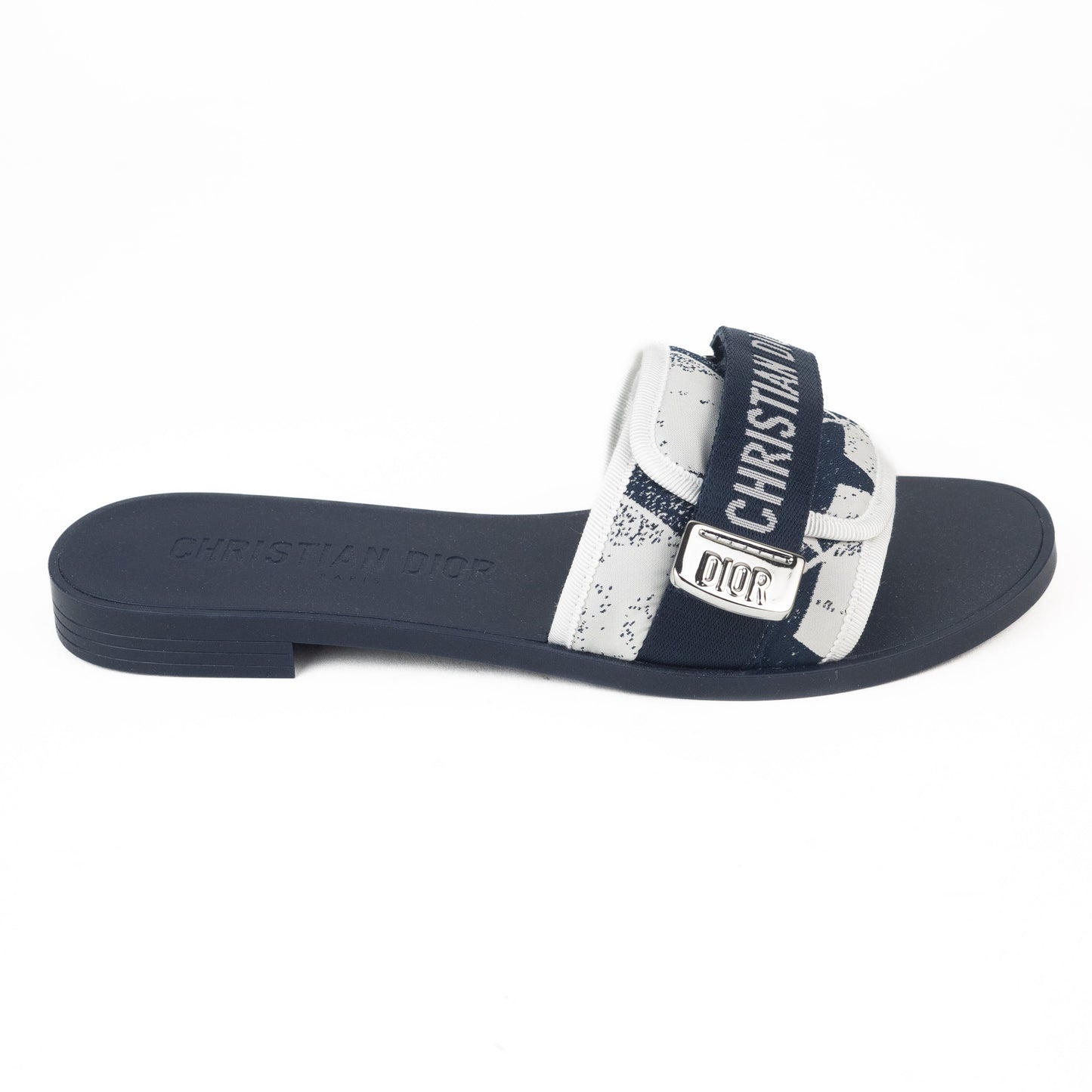 Dior (R)evolution Slides in Blue and White Technical Fabric with Dior Étoile Print