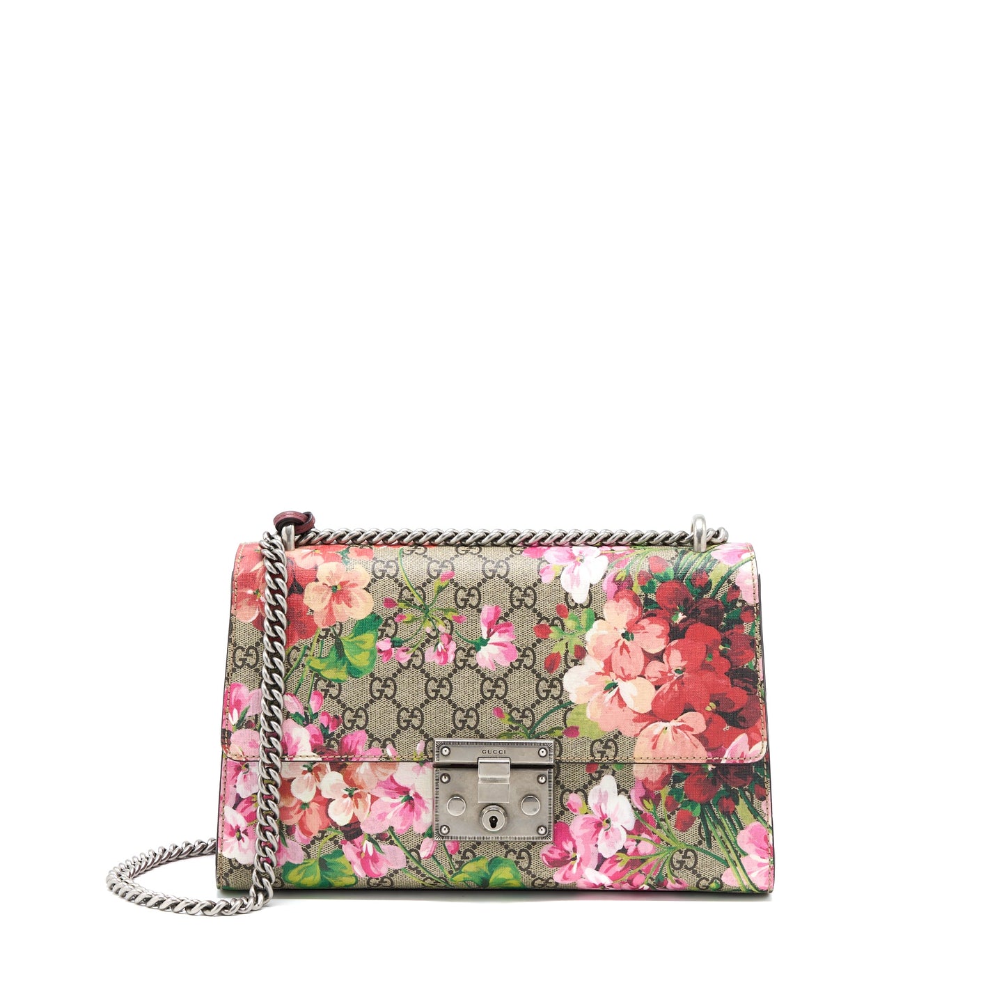 Gucci Padlock Shoulder Flower Printed / Supreme Ruthenium Hardware