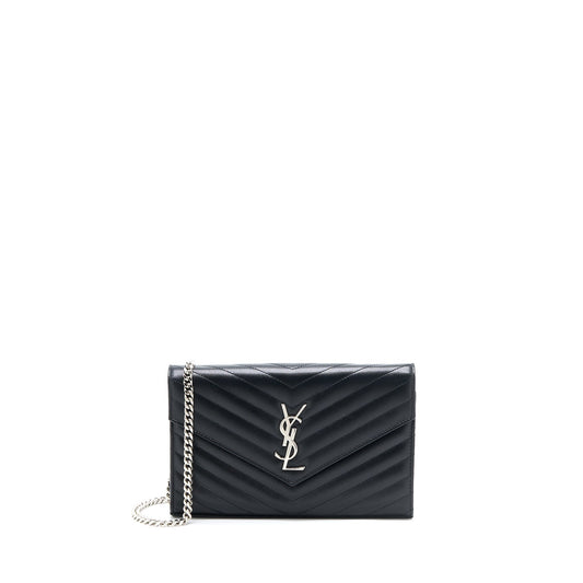 Saint Laurent/ Envelop Chain Wallet Grained CalfSkin Black