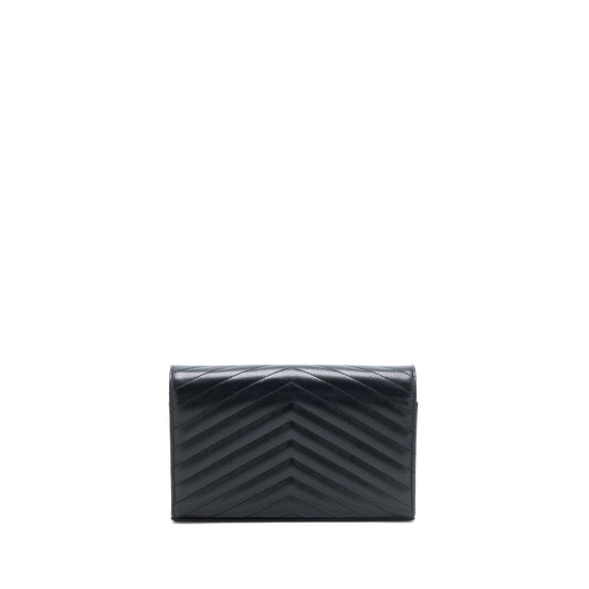 Saint Laurent/ Envelop Chain Wallet Grained CalfSkin Black
