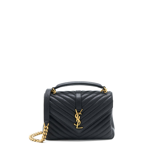 Saint Laurent Quilted Medium College Purse Lambskin Black Brushed