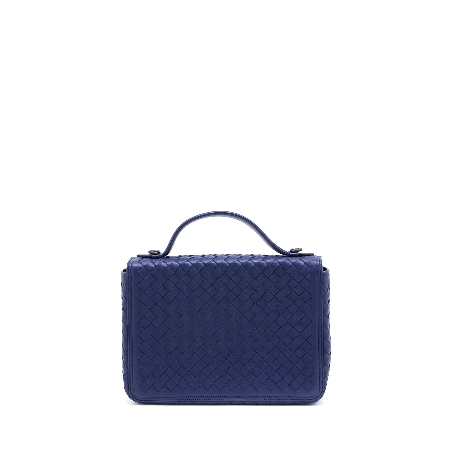 Bottega Veneta Top handle Crossbody Purse Navy Blue With Black Hardware