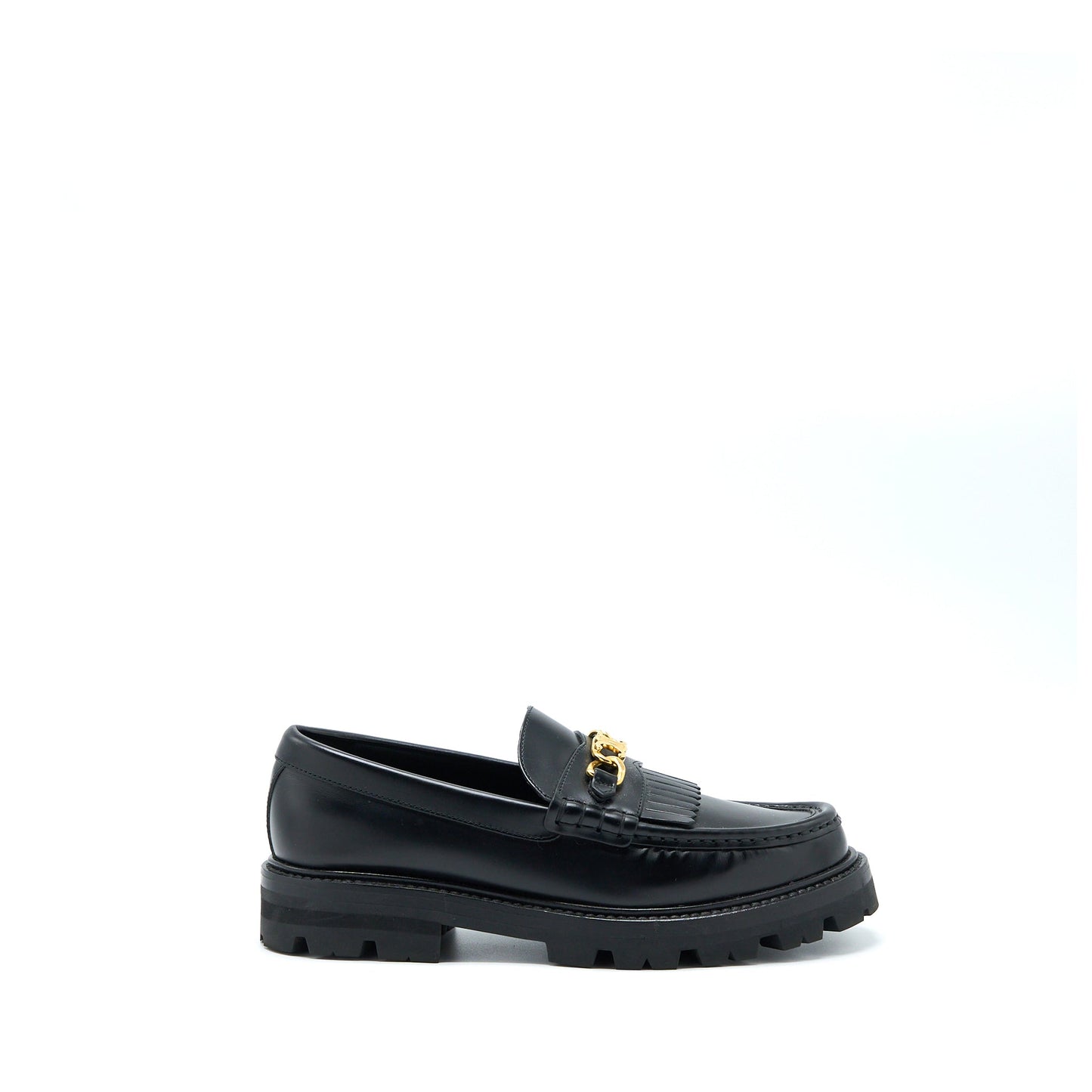Celine Size 38 Triomphe Chunky Loafer Calfskin Black