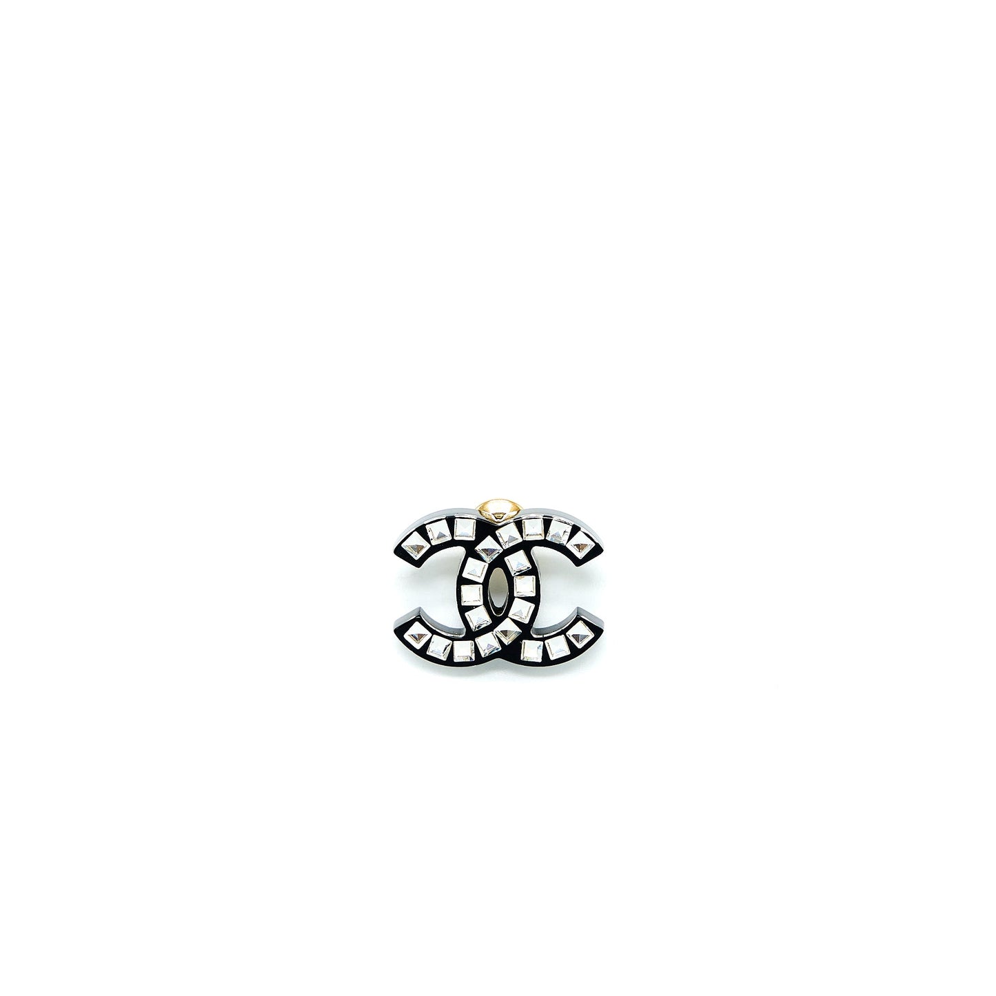 Chanel CC Logo Brooch With Crystal Gold Tone