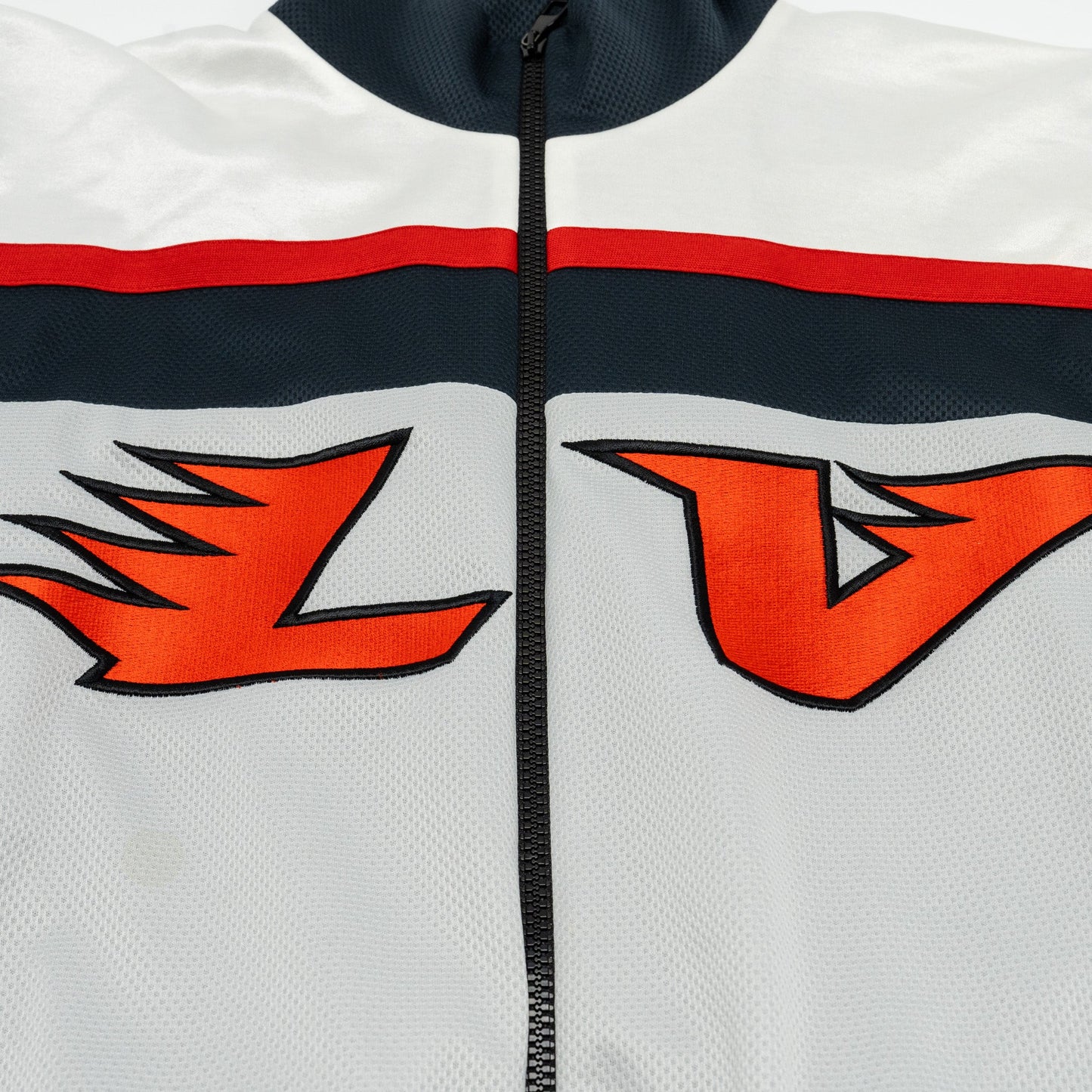 LOUIS VUITTON Size M Embellished Graphic Hockey Tracktop Zip-Up Jacket Polyester White/Multicolour
