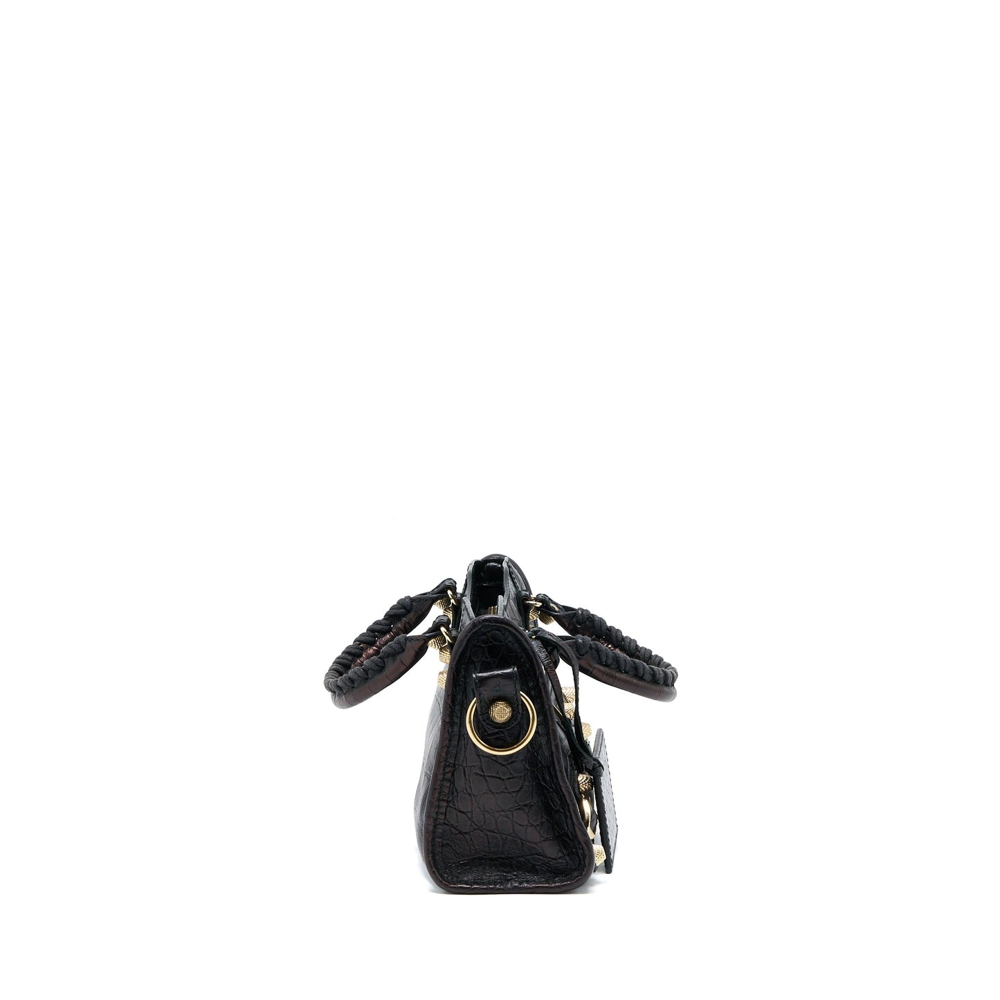 Balenciaga Mini City Crocodile-Embossed Calfskin Black