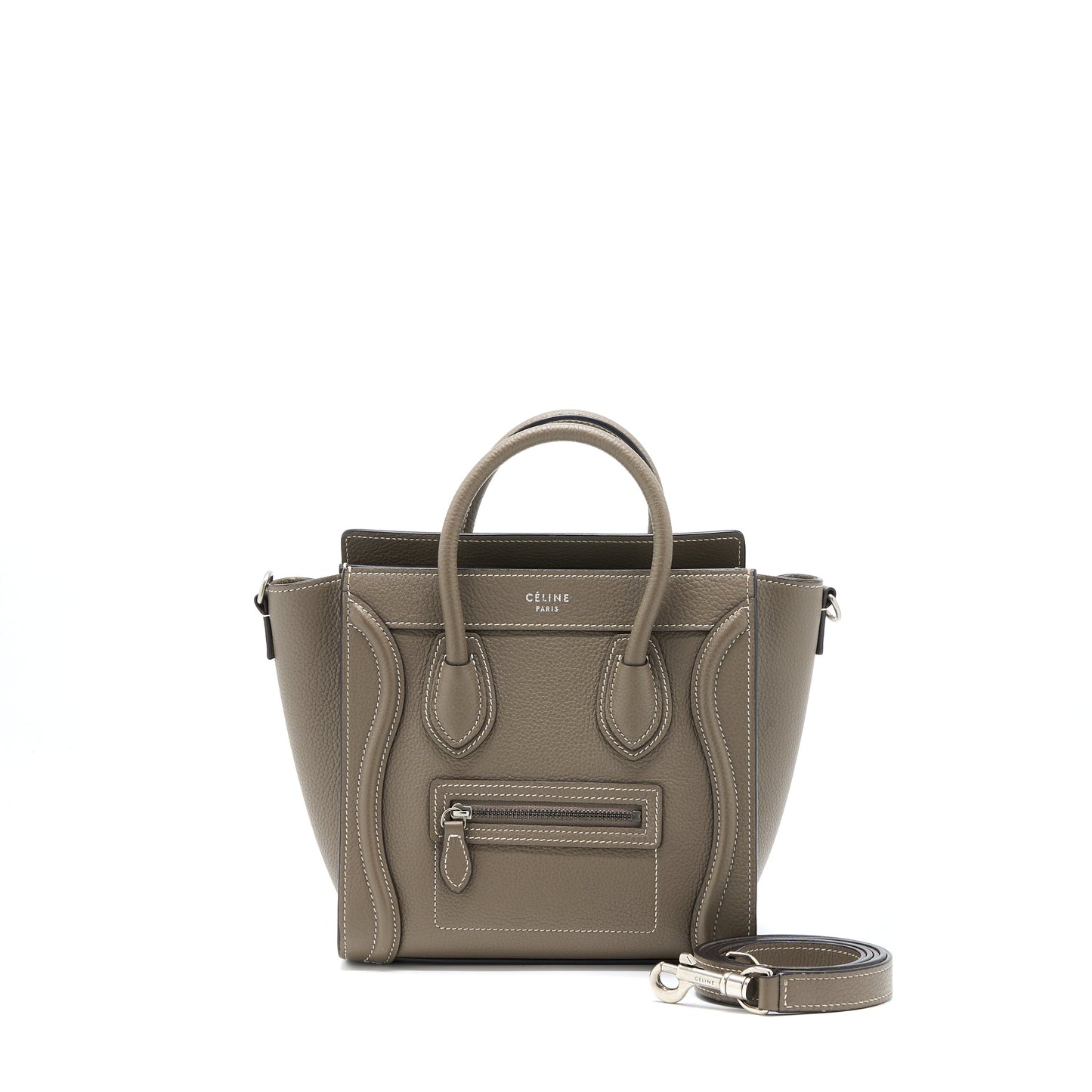 Celine Nano Luggage Purse Calfskin Grey