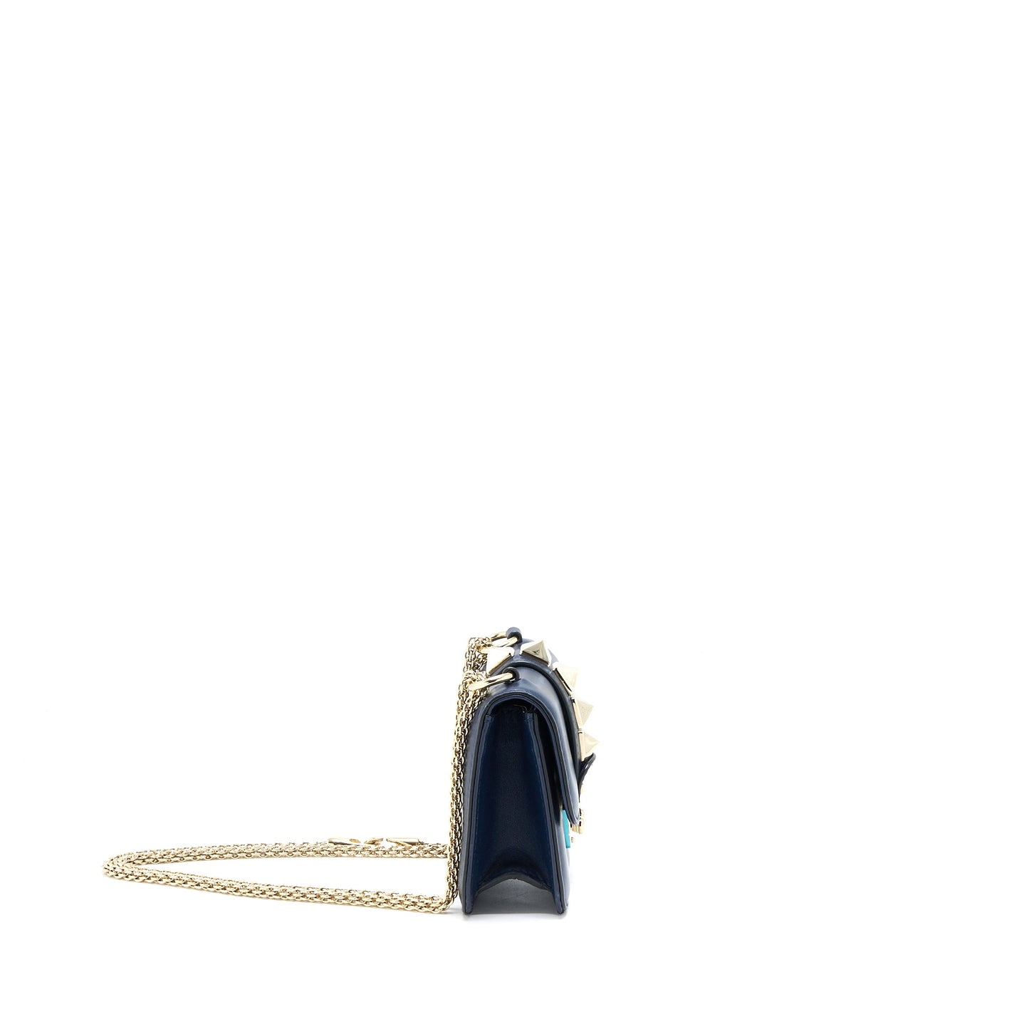 Valentino Mini Garavani Glam Lock Crossbody Purse Navy