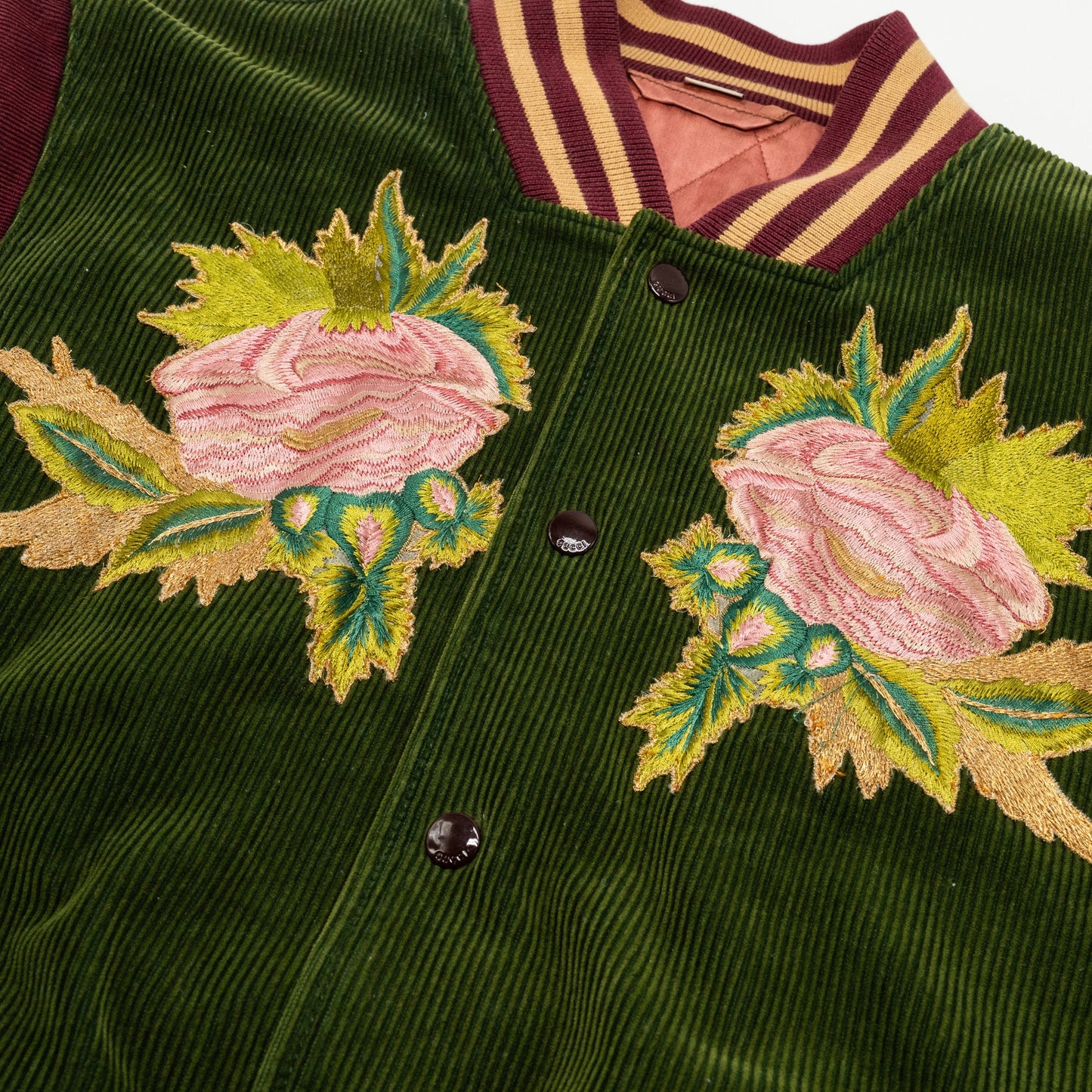 GUCCI Size 48 Embroidered Corduroy âModern Futureâ Bomber Jacket Cotton Multicolour