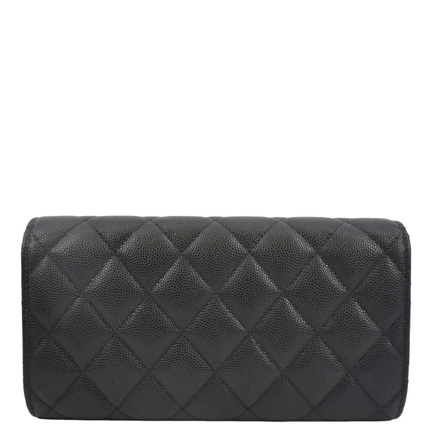 CHANEL Long Flap Quilted Caviar Wallet Black